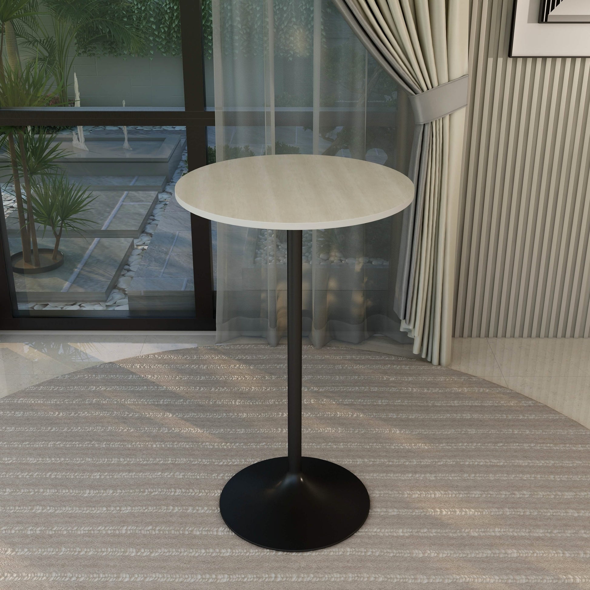 Verve Bar Height Dining Table with Round MDF/Sintered Stone/Resin Top & Black Stainless Steel Base