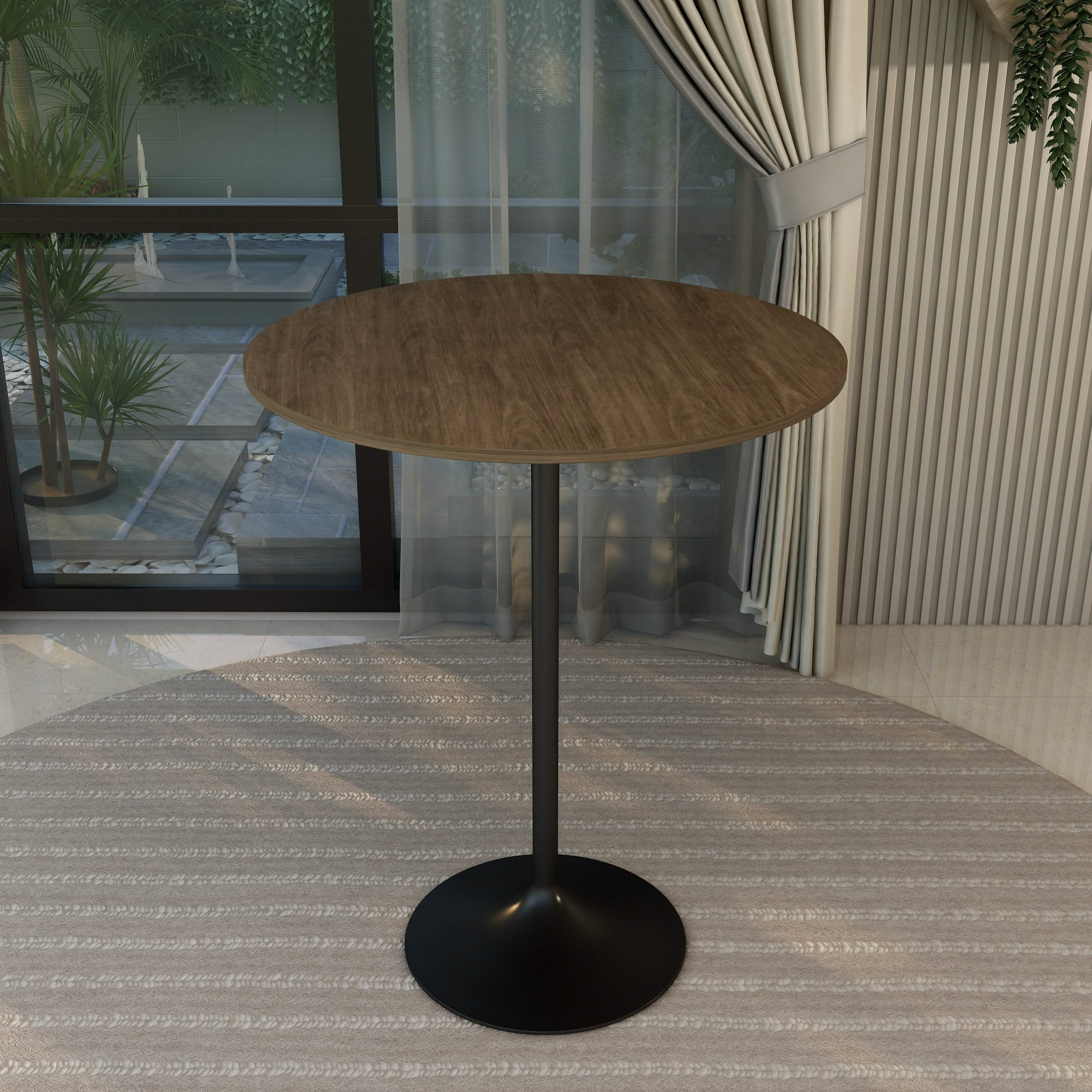 Verve Bar Height Dining Table with Round MDF/Sintered Stone/Resin Top & Black Stainless Steel Base