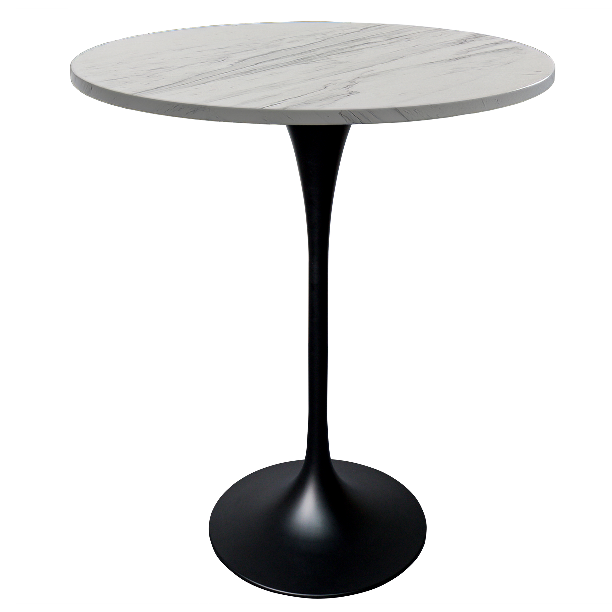 Verve Bar Height Dining Table with Round MDF/Sintered Stone/Resin Top & Black Stainless Steel Base