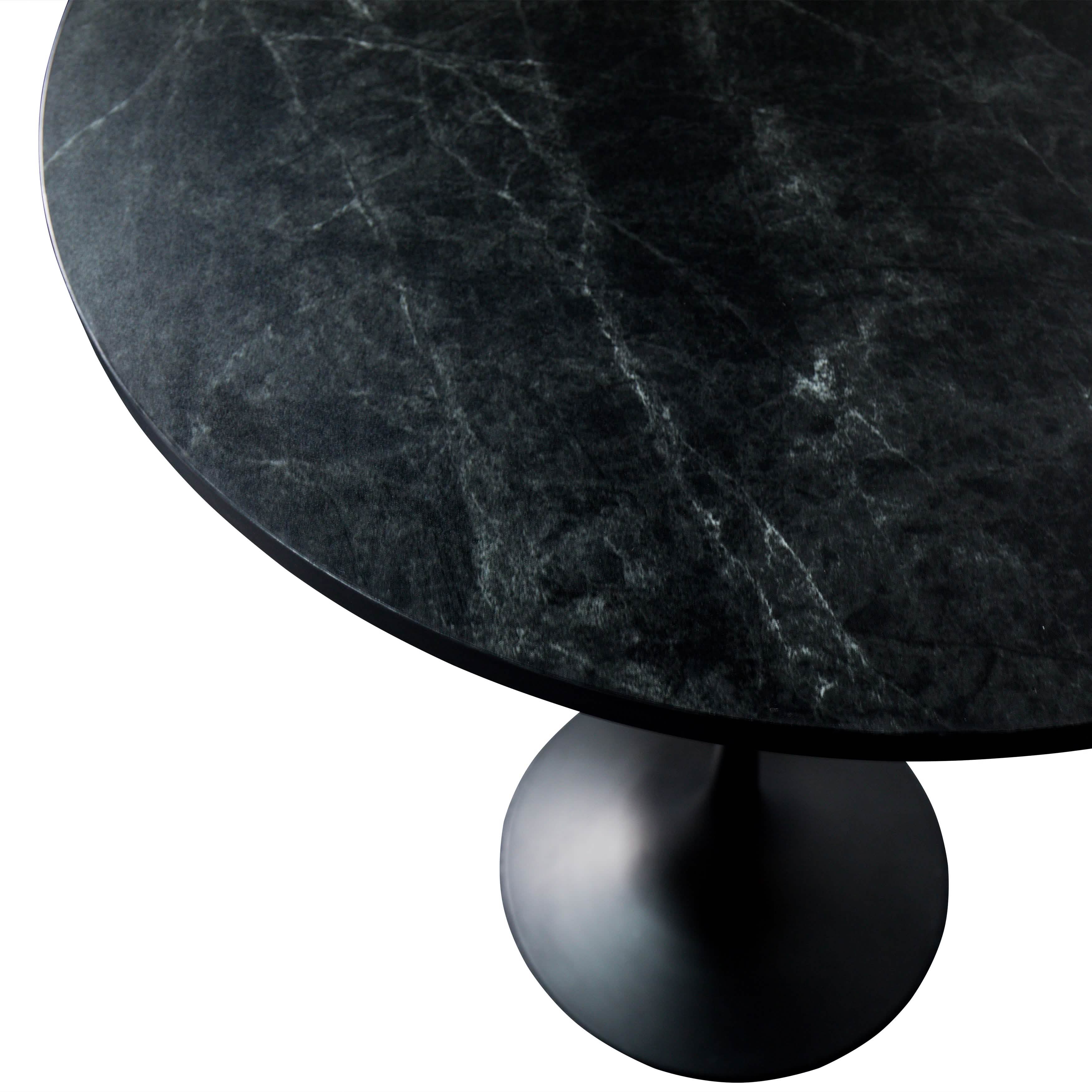 Verve Bar Height Dining Table with Round MDF/Sintered Stone/Resin Top & Black Stainless Steel Base