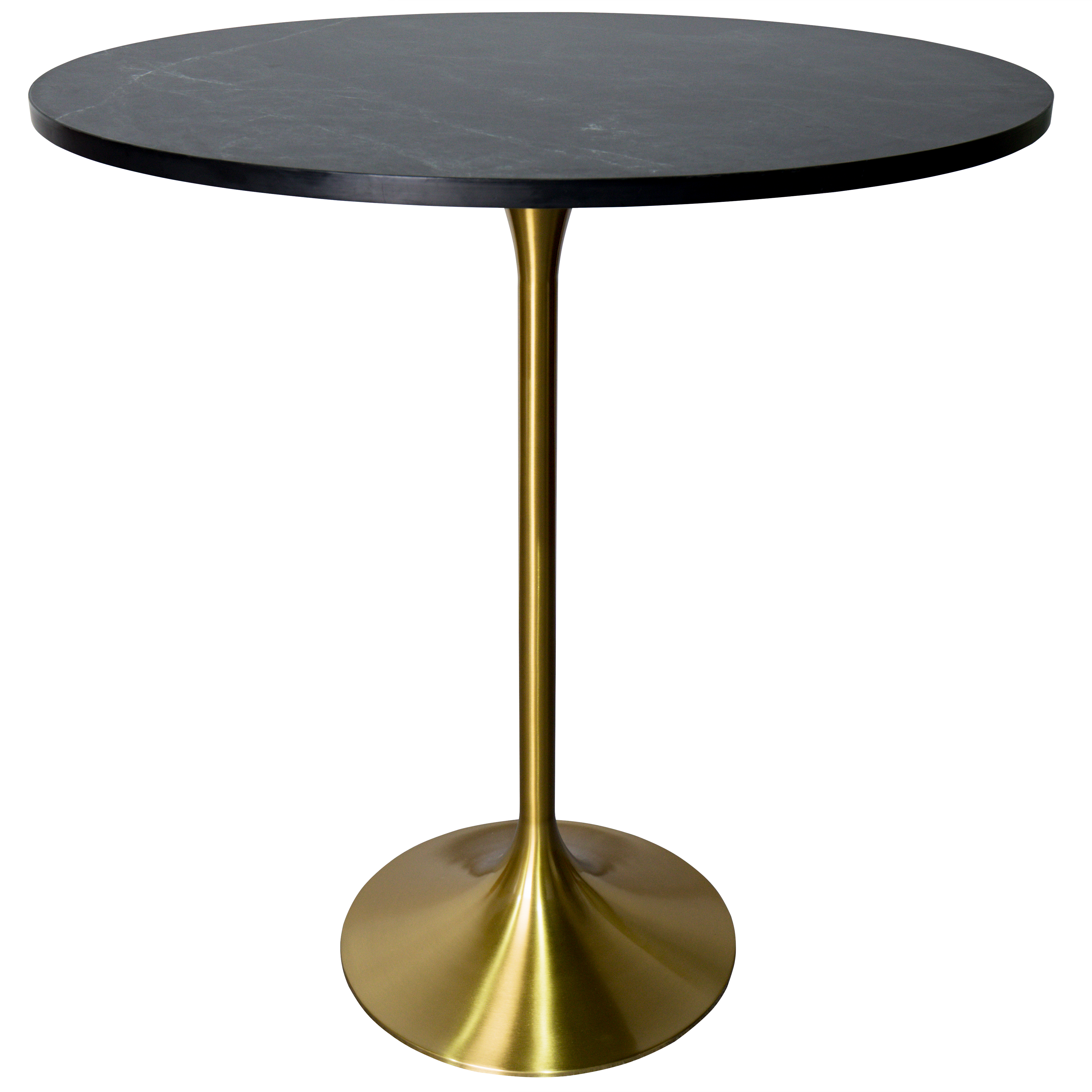 Verve Bar Height Dining Table with Round MDF/Sintered Stone/Resin Top & Gold Stainless Steel Base