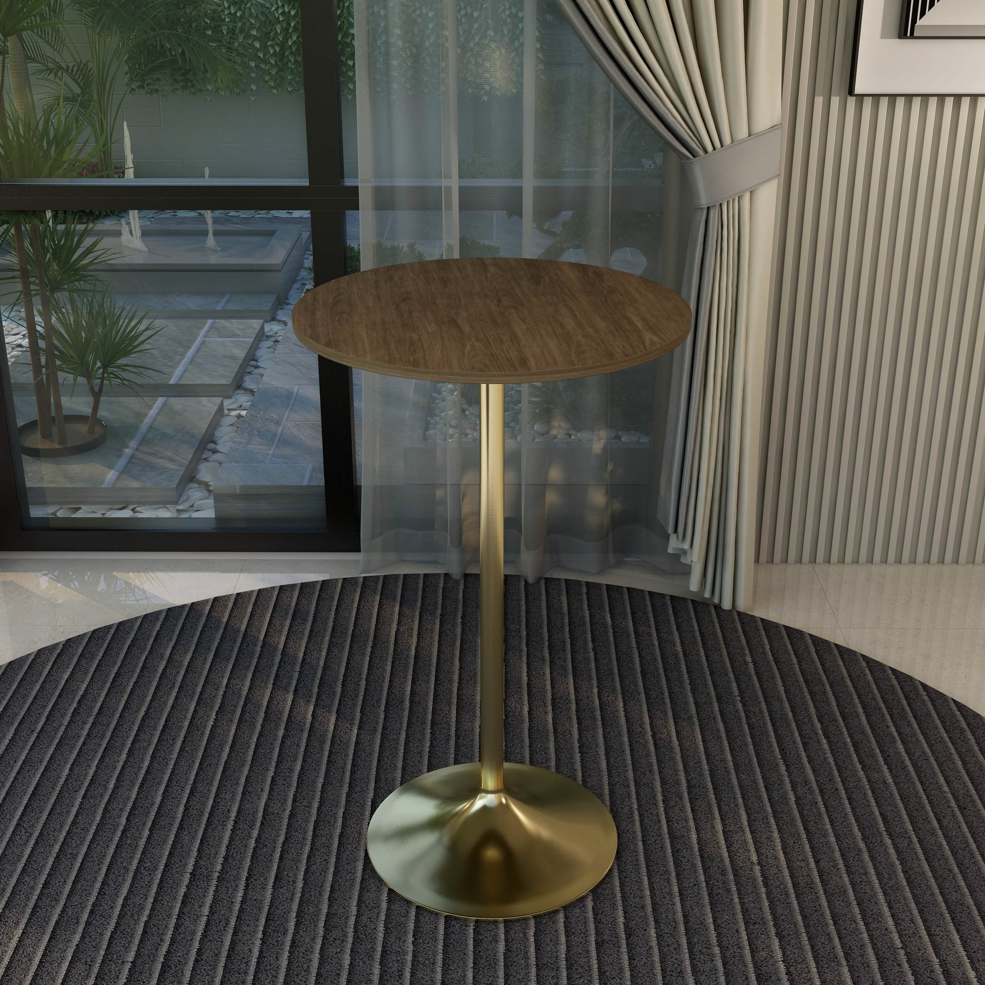 Verve Bar Height Dining Table with Round MDF/Sintered Stone/Resin Top & Gold Stainless Steel Base