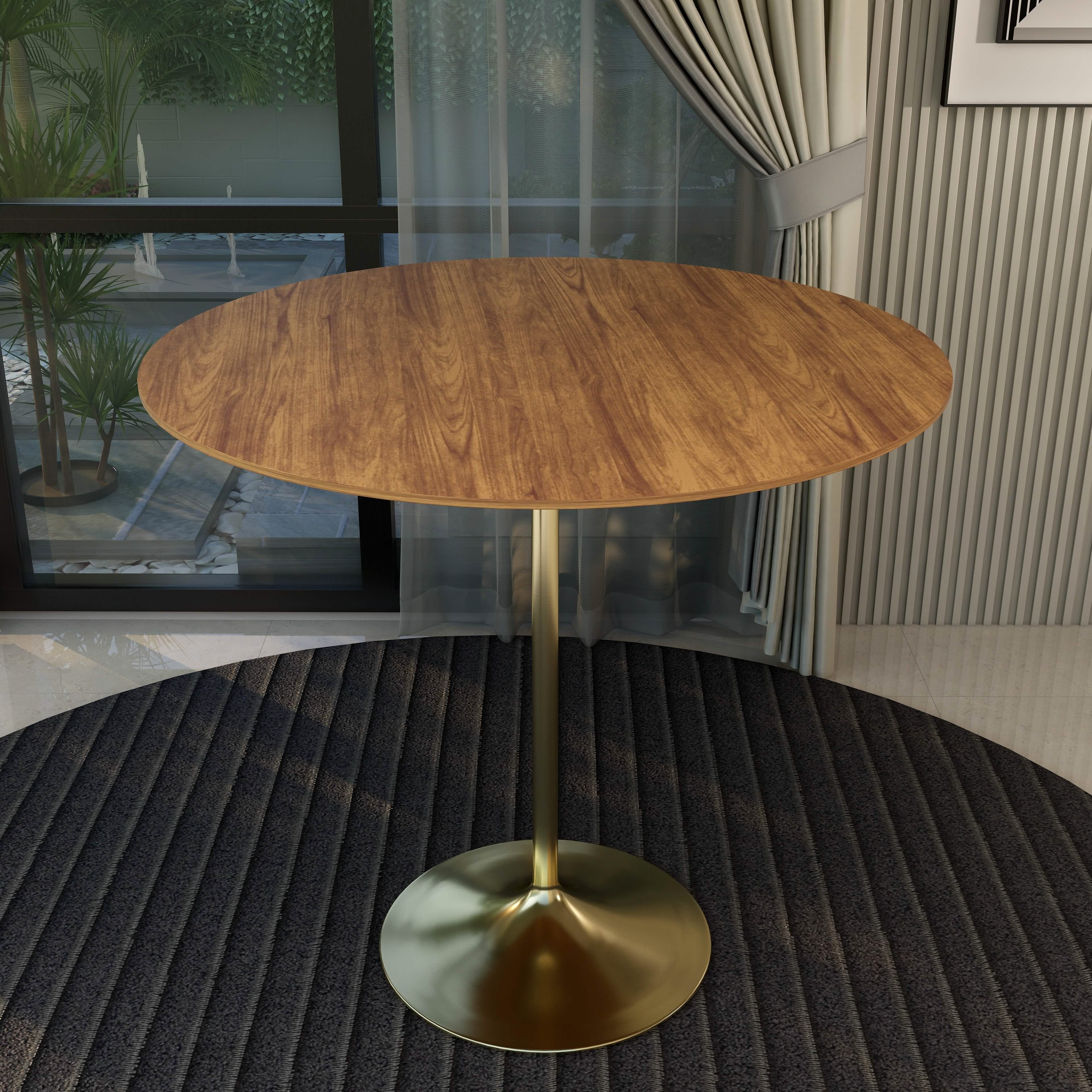 Verve Bar Height Dining Table with Round MDF/Sintered Stone/Resin Top & Gold Stainless Steel Base