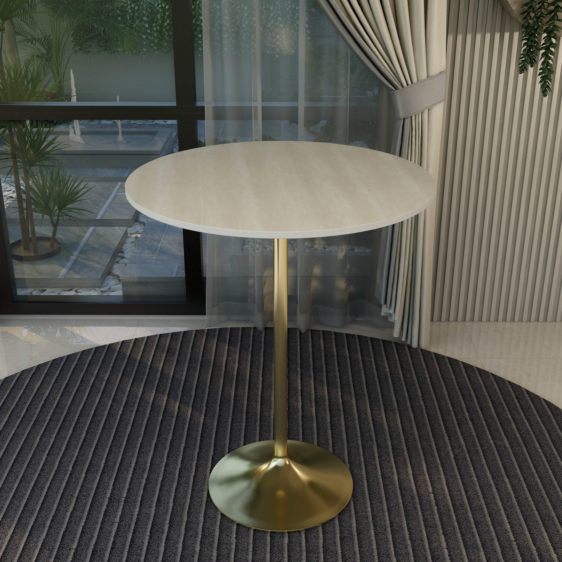 Verve Bar Height Dining Table with Round MDF/Sintered Stone/Resin Top & Gold Stainless Steel Base