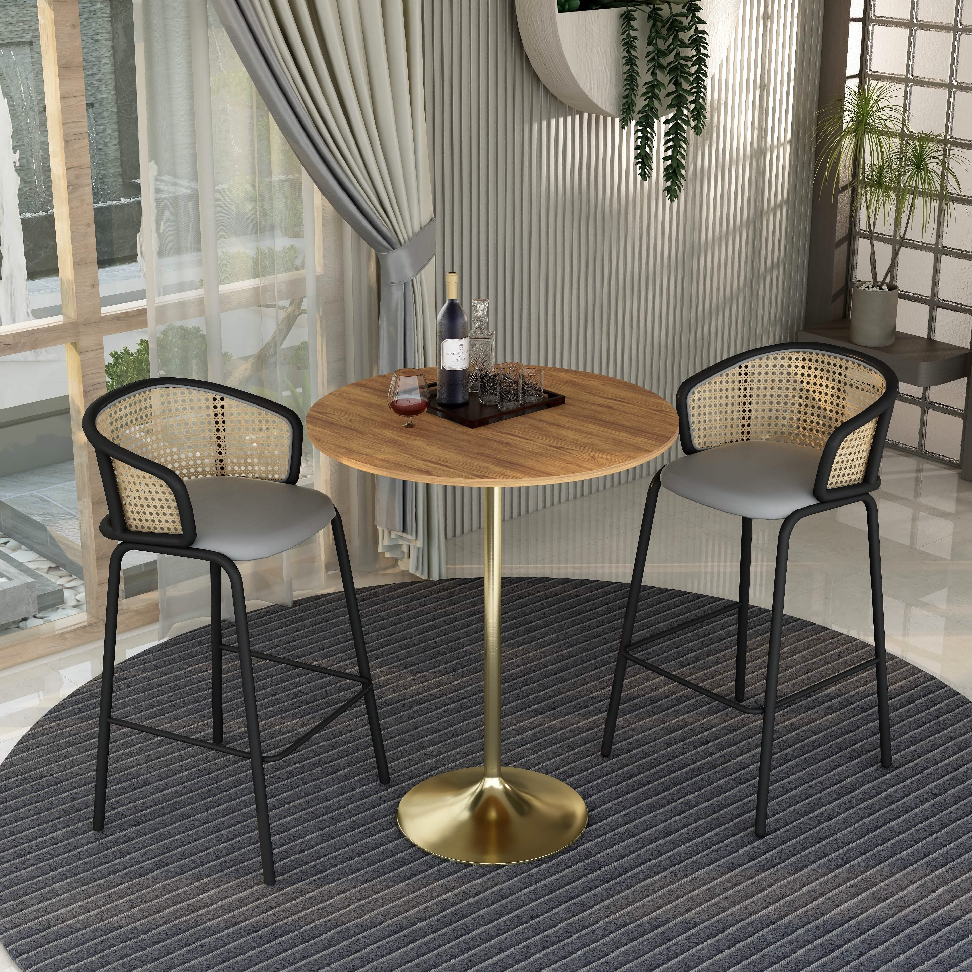 Verve Bar Height Dining Table with Round MDF/Sintered Stone/Resin Top & Gold Stainless Steel Base