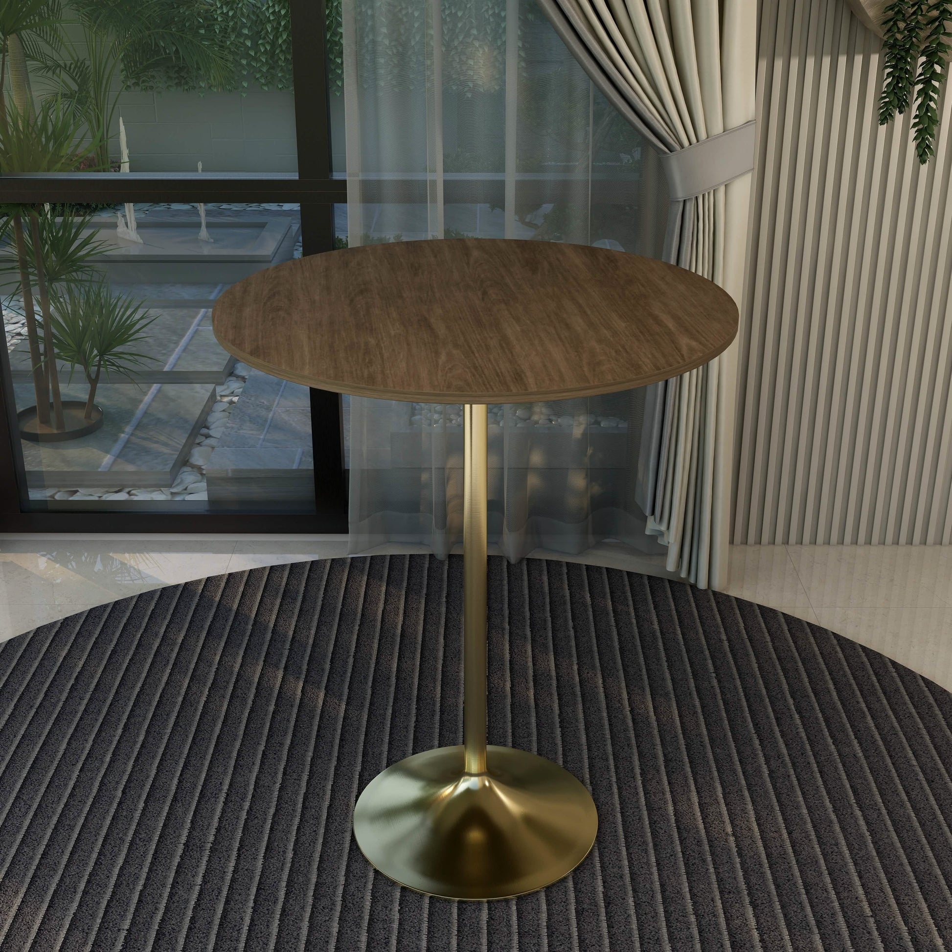 Verve Bar Height Dining Table with Round MDF/Sintered Stone/Resin Top & Gold Stainless Steel Base