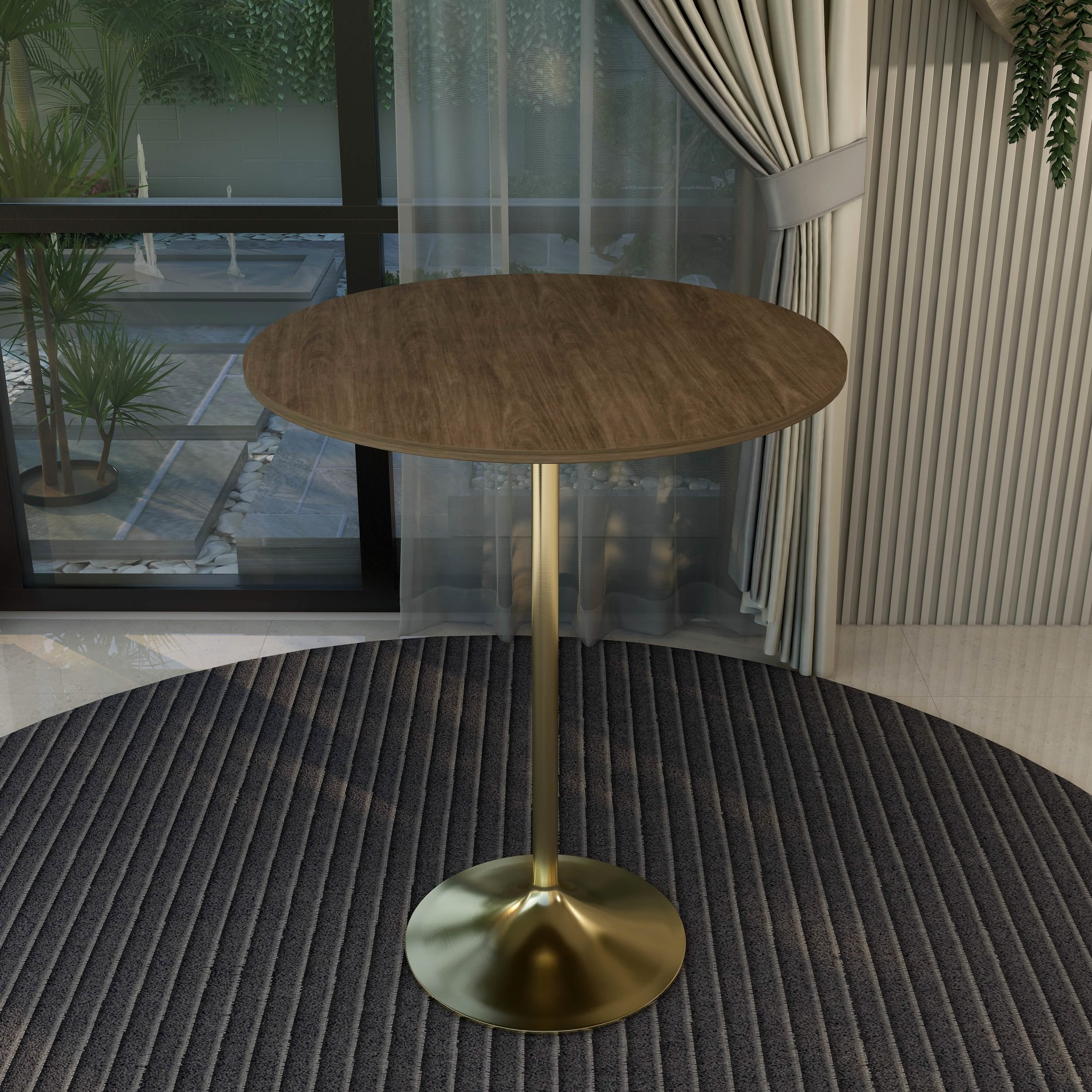 Verve Bar Height Dining Table with Round MDF/Sintered Stone/Resin Top & Gold Stainless Steel Base