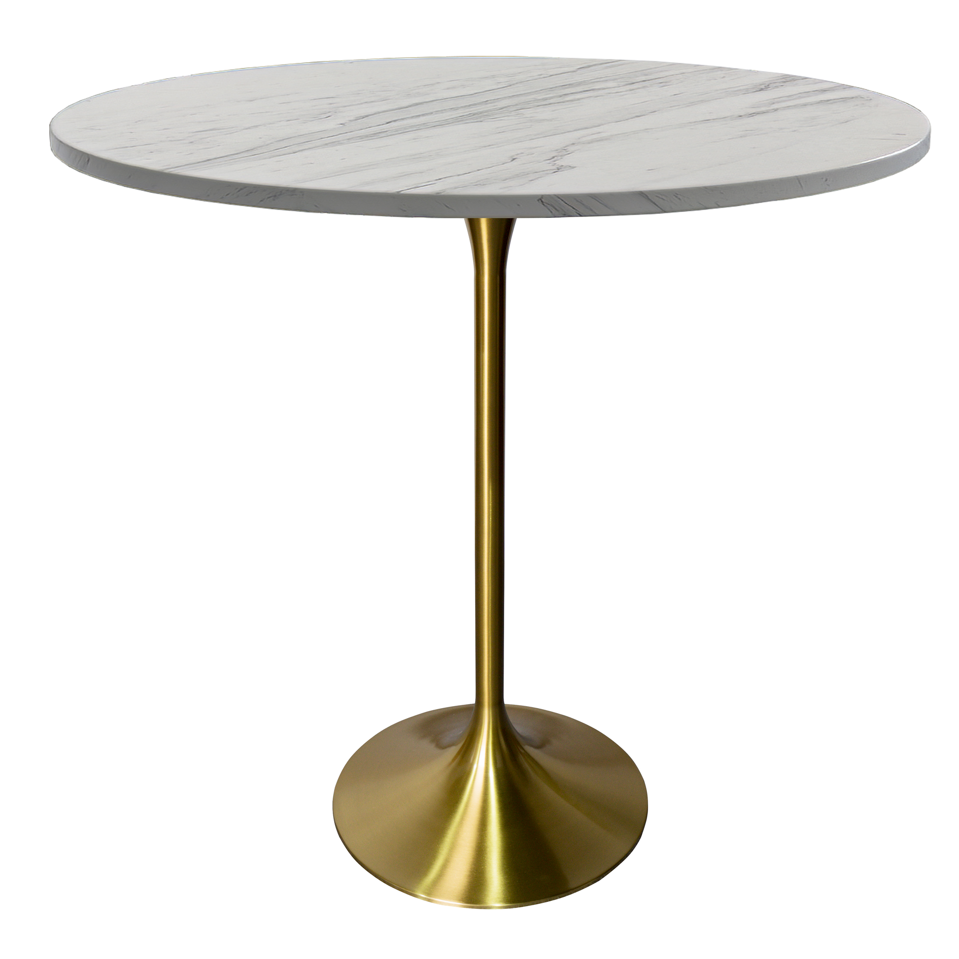 Verve Bar Height Dining Table with Round MDF/Sintered Stone/Resin Top & Gold Stainless Steel Base