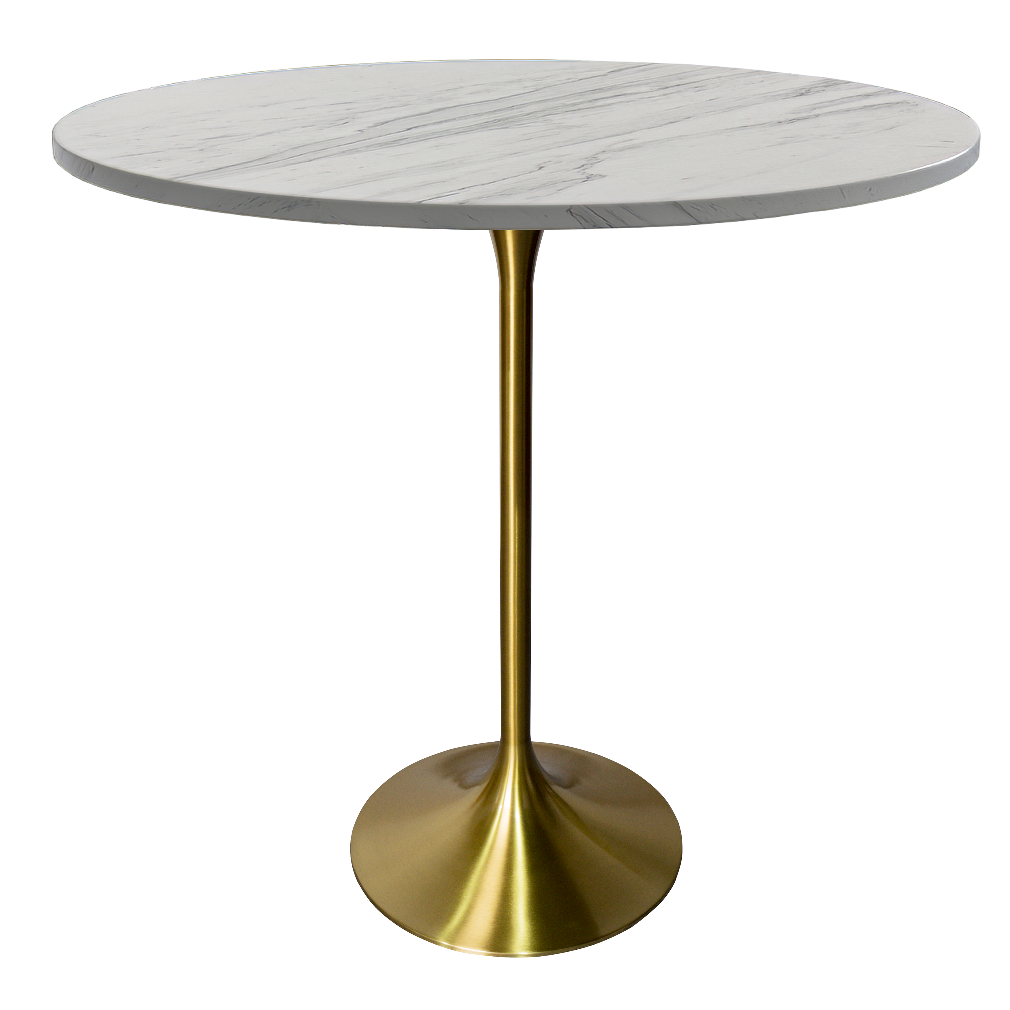Verve Bar Height Dining Table with Round MDF/Sintered Stone/Resin Top & Gold Stainless Steel Base