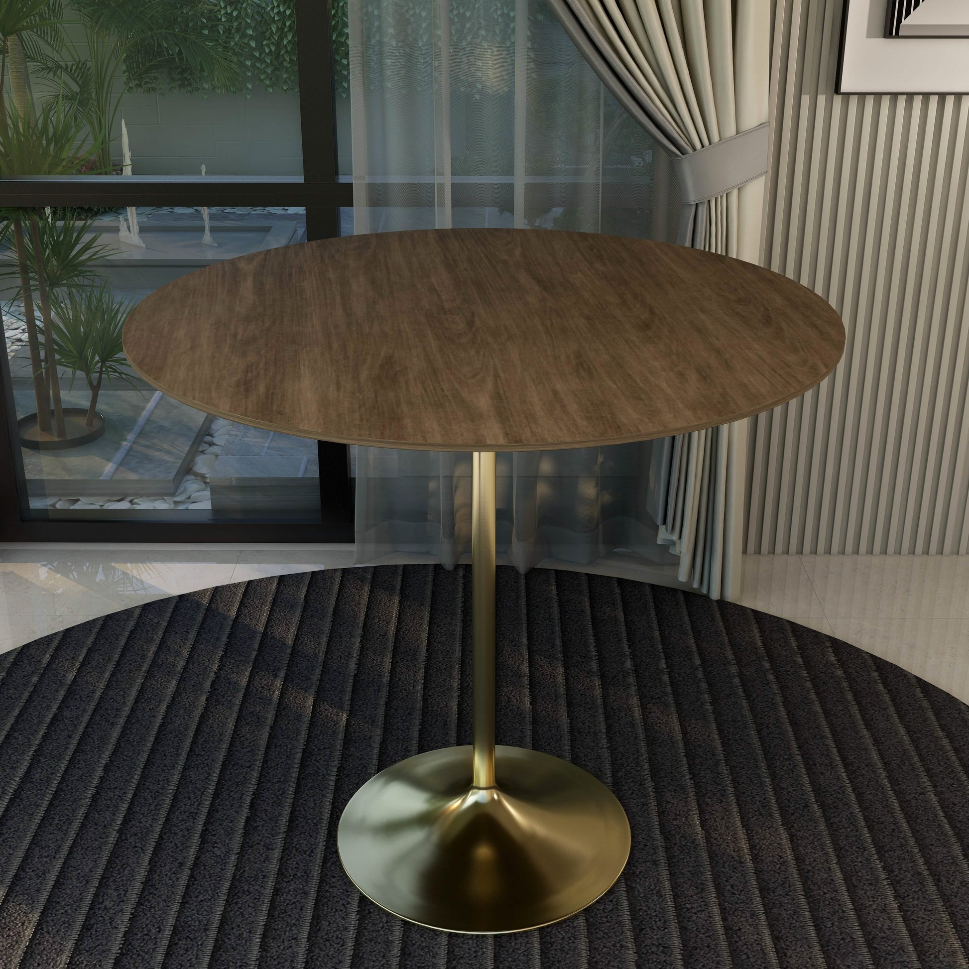 Verve Bar Height Dining Table with Round MDF/Sintered Stone/Resin Top & Gold Stainless Steel Base