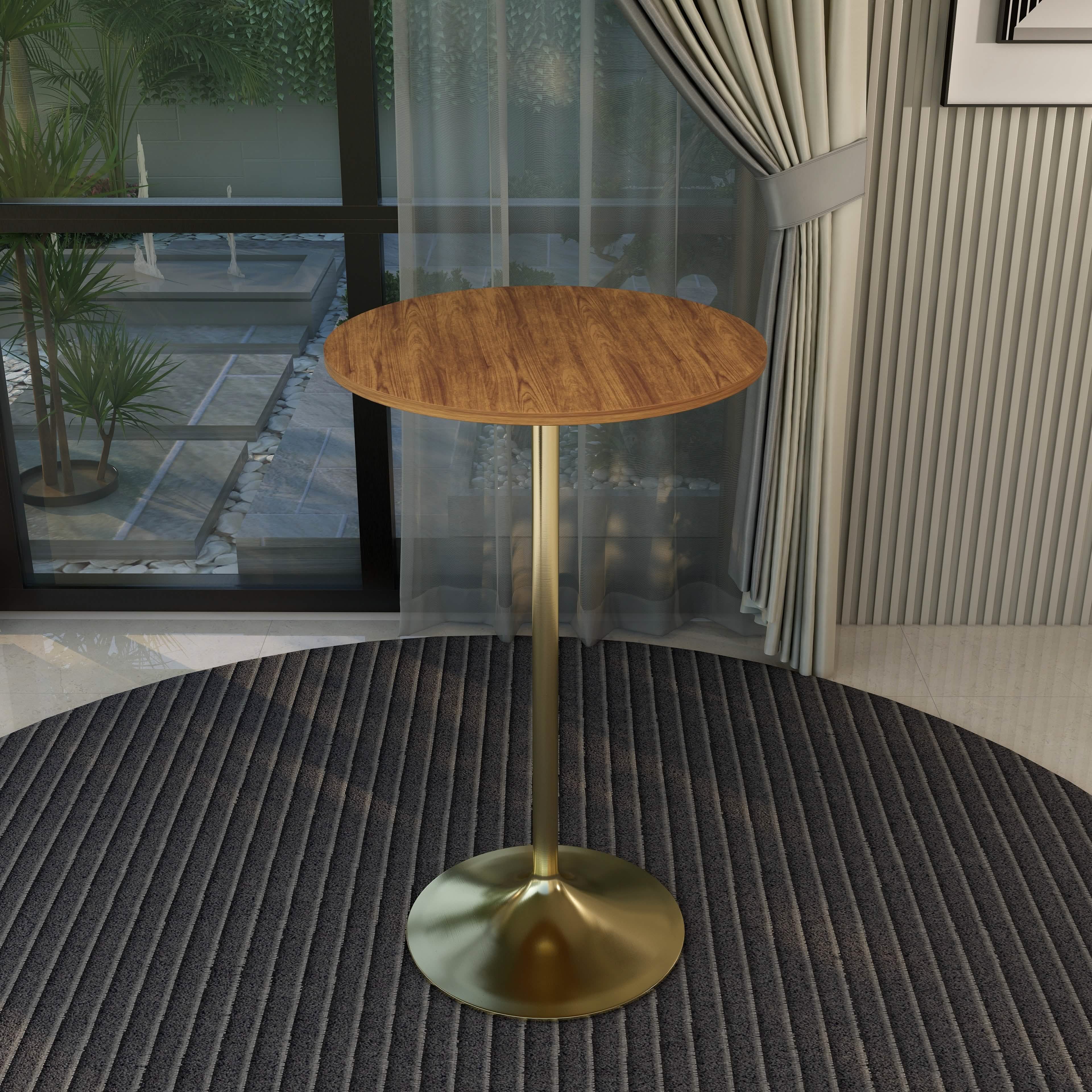 Verve Bar Height Dining Table with Round MDF/Sintered Stone/Resin Top & Gold Stainless Steel Base
