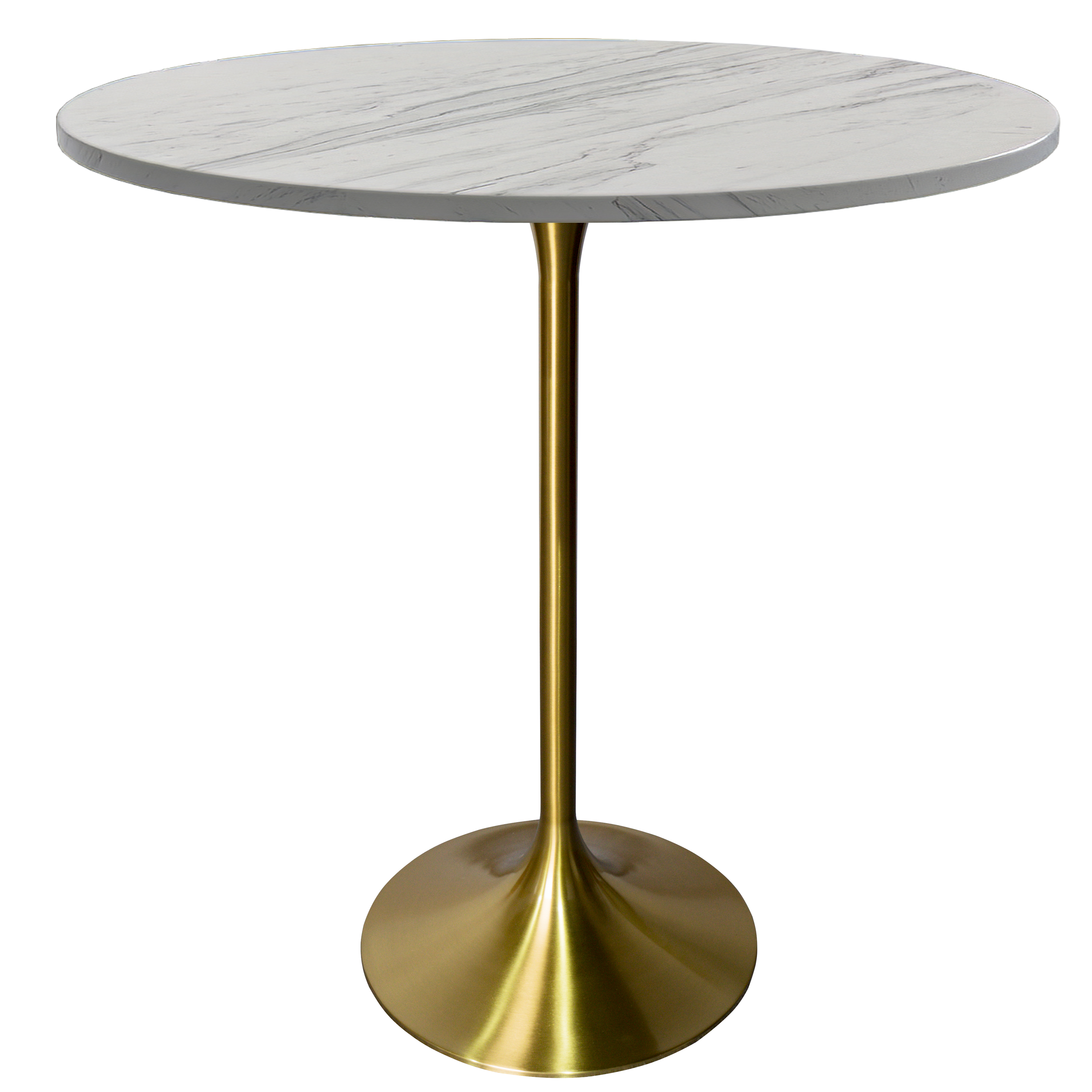 Verve Bar Height Dining Table with Round MDF/Sintered Stone/Resin Top & Gold Stainless Steel Base