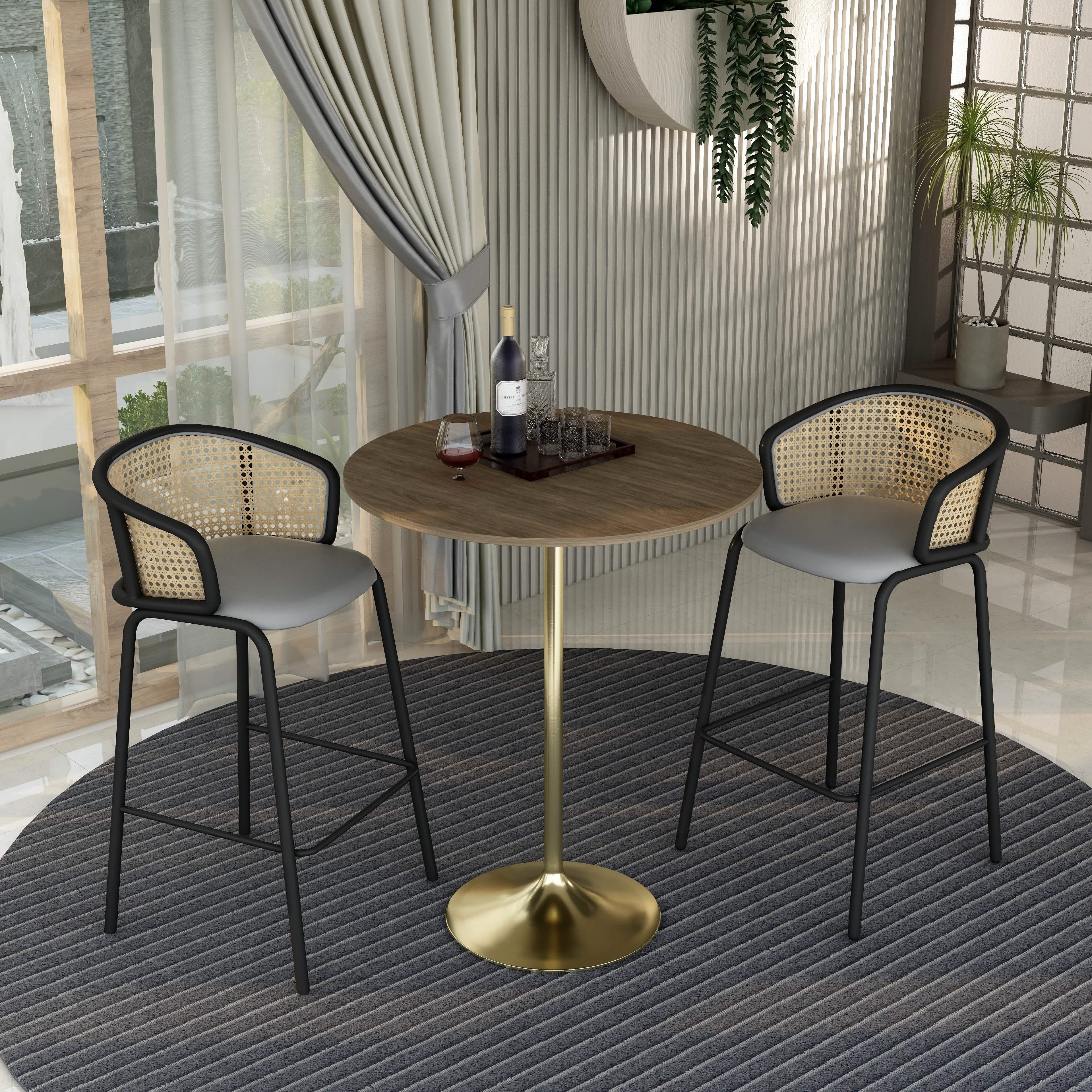 Verve Bar Height Dining Table with Round MDF/Sintered Stone/Resin Top & Gold Stainless Steel Base