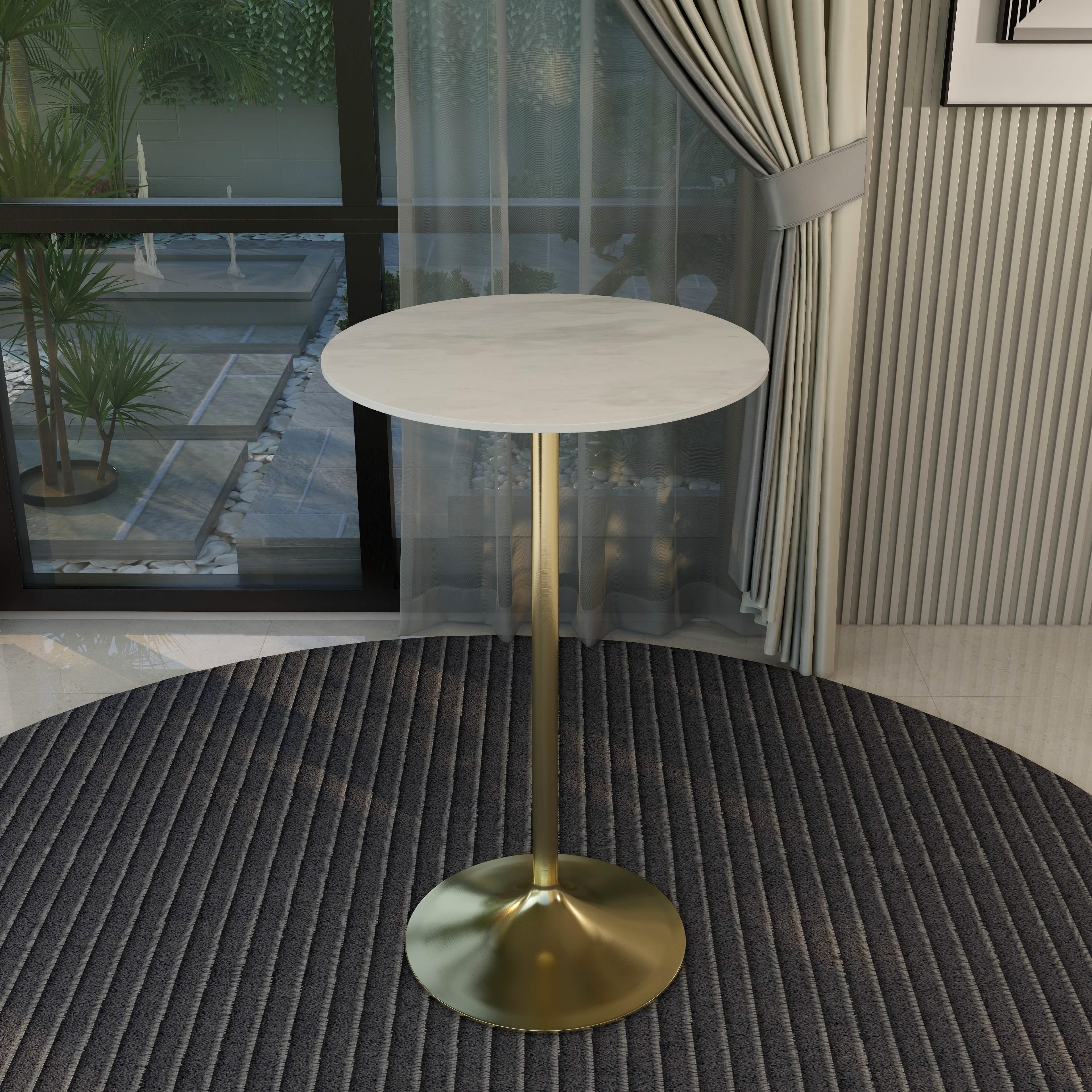 Verve Bar Height Dining Table with Round MDF/Sintered Stone/Resin Top & Gold Stainless Steel Base