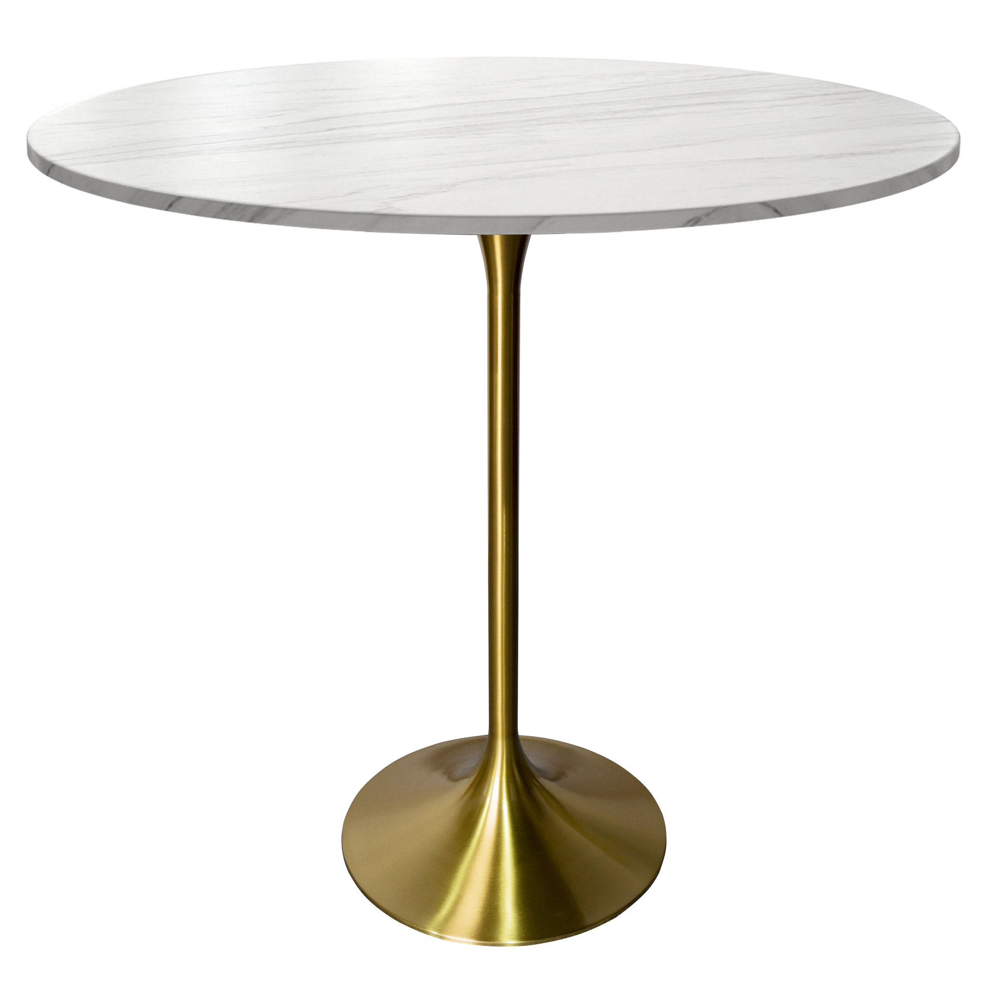 Verve Bar Height Dining Table with Round MDF/Sintered Stone/Resin Top & Gold Stainless Steel Base