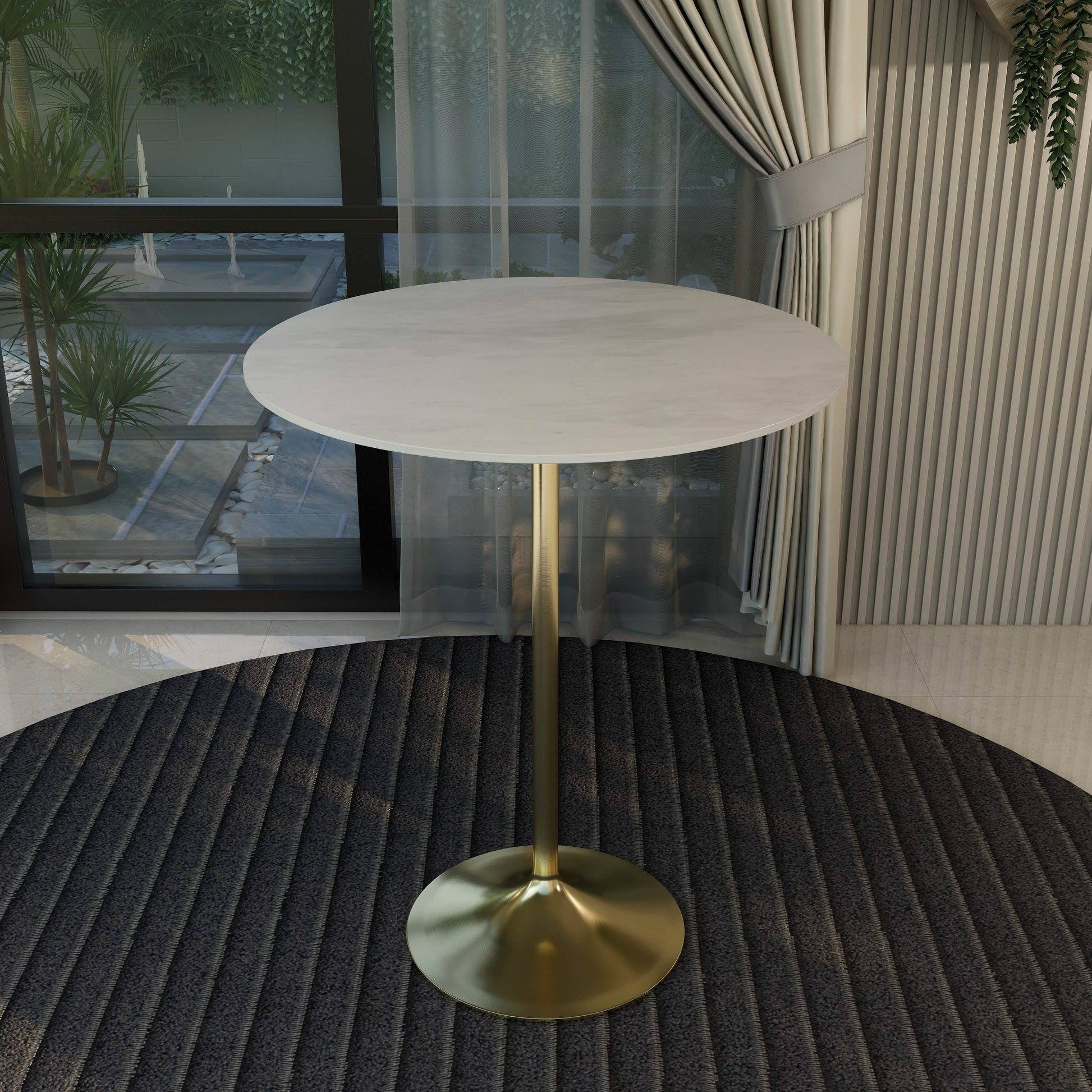 Verve Bar Height Dining Table with Round MDF/Sintered Stone/Resin Top & Gold Stainless Steel Base