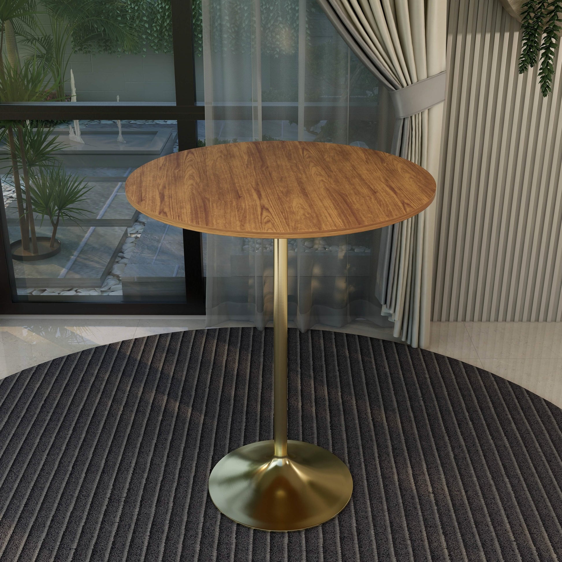 Verve Bar Height Dining Table with Round MDF/Sintered Stone/Resin Top & Gold Stainless Steel Base
