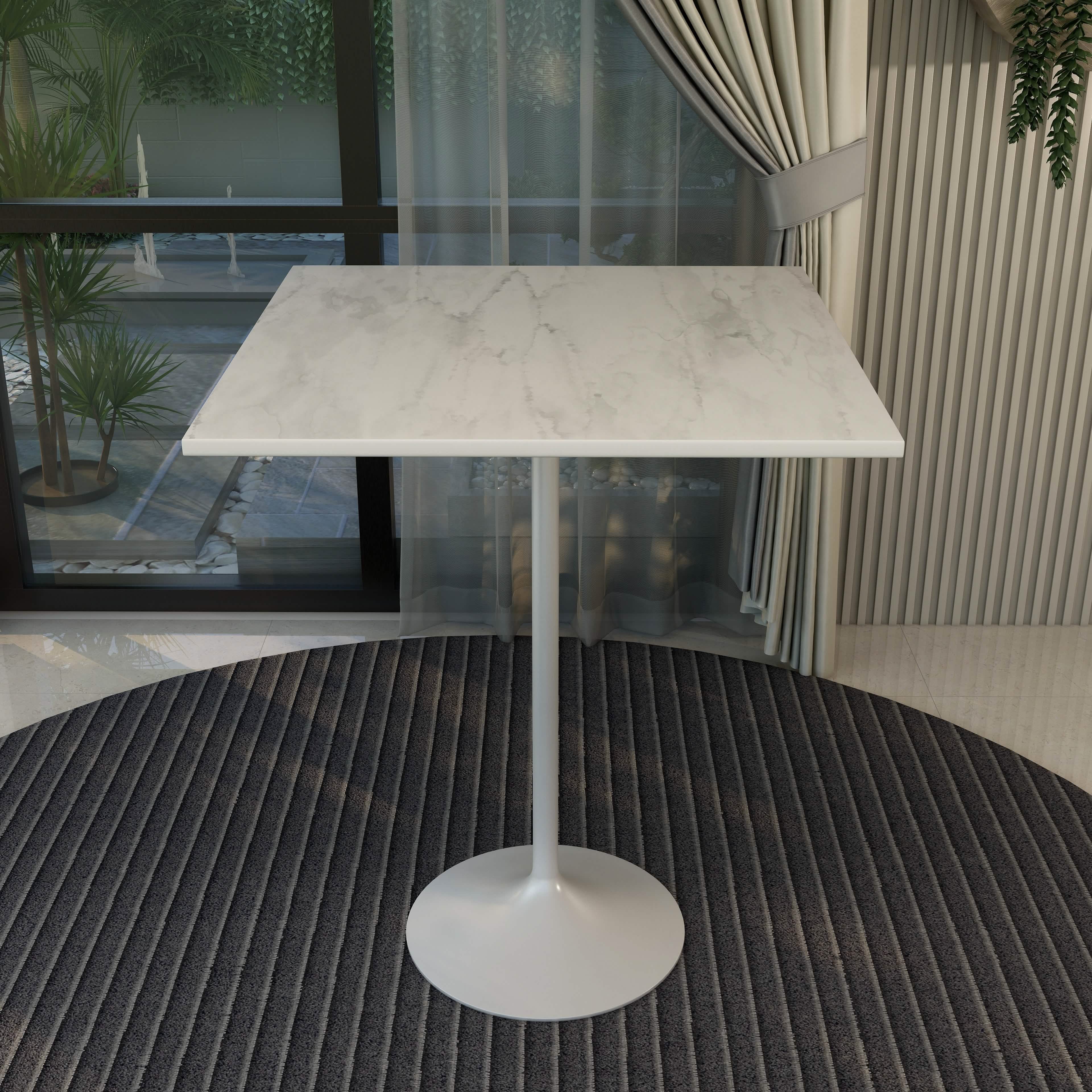 Verve Bar Height Dining Table with Square Resin Top and Black/Gold/White Stainless Steel Base