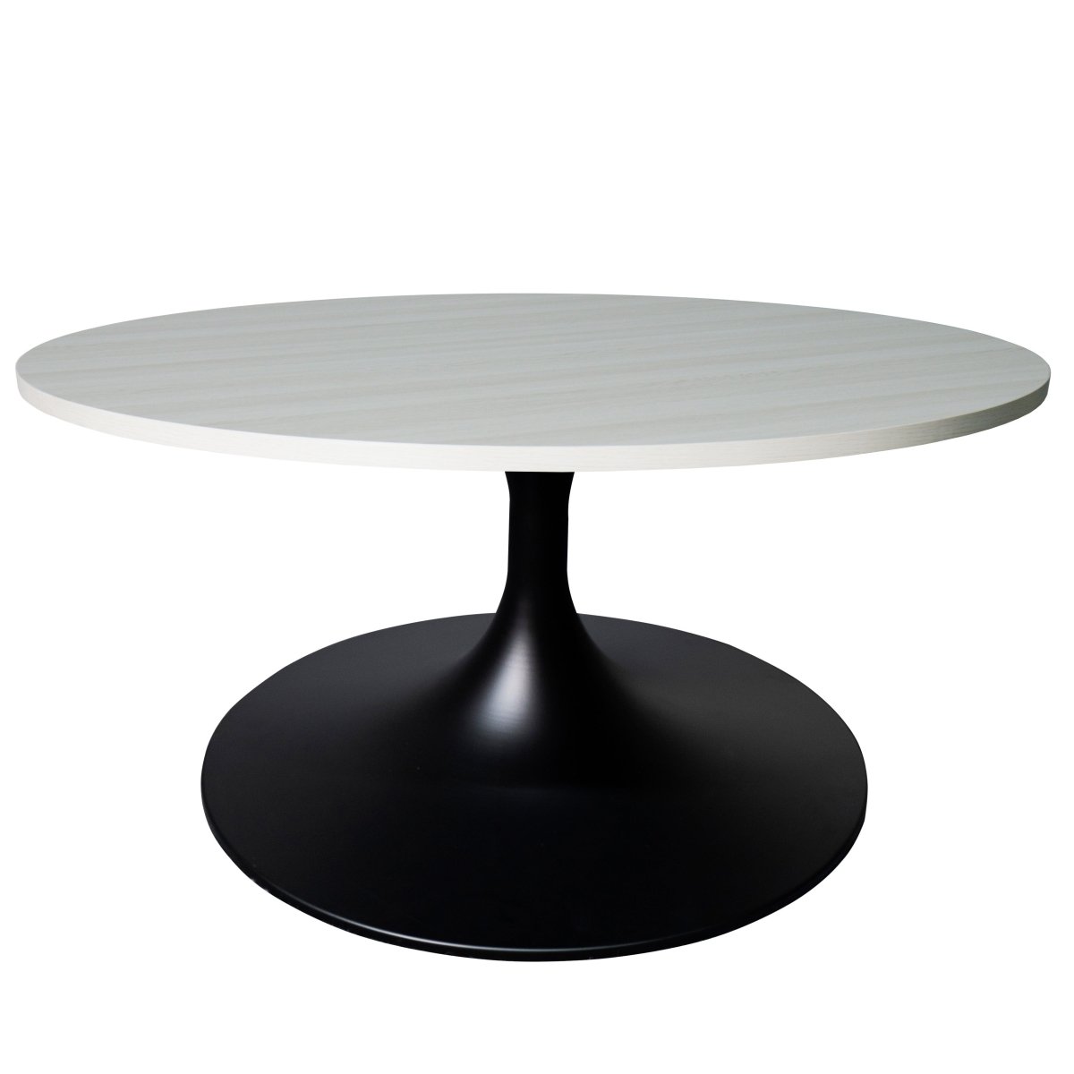 Verve Round Coffee Table with MDF/Resin/Sintered Stone Tabletop and Black Stainless Steel Base