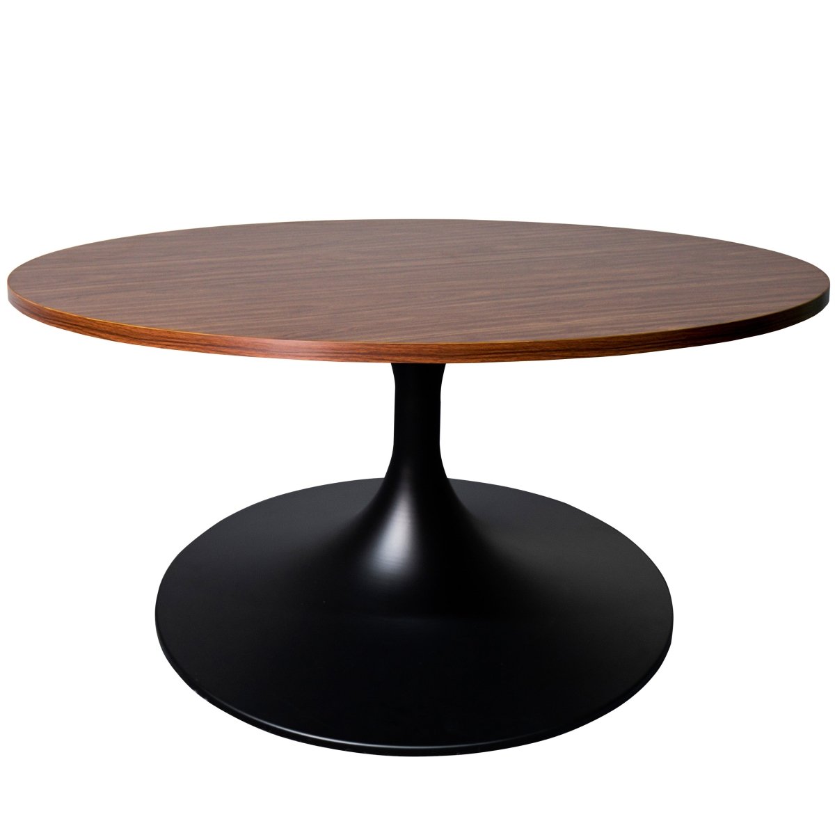 Verve Round Coffee Table with MDF/Resin/Sintered Stone Tabletop and Black Stainless Steel Base