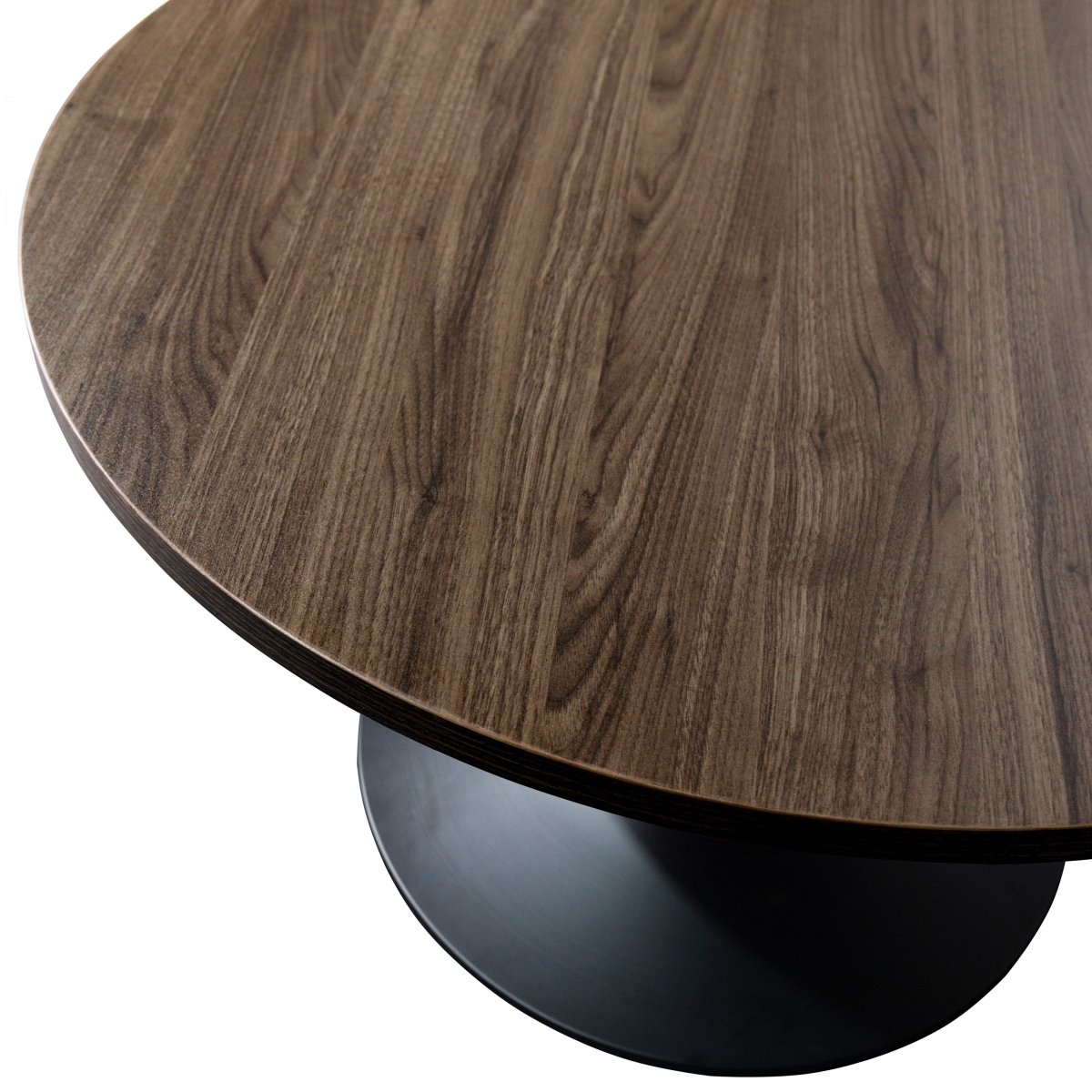 Verve Round Coffee Table with MDF/Resin/Sintered Stone Tabletop and Black Stainless Steel Base