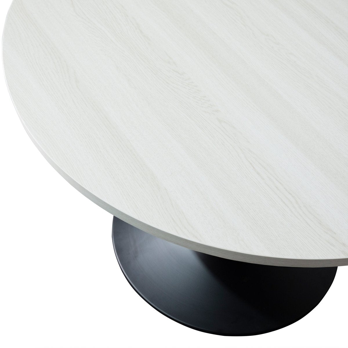 Verve Round Coffee Table with MDF/Resin/Sintered Stone Tabletop and Black Stainless Steel Base