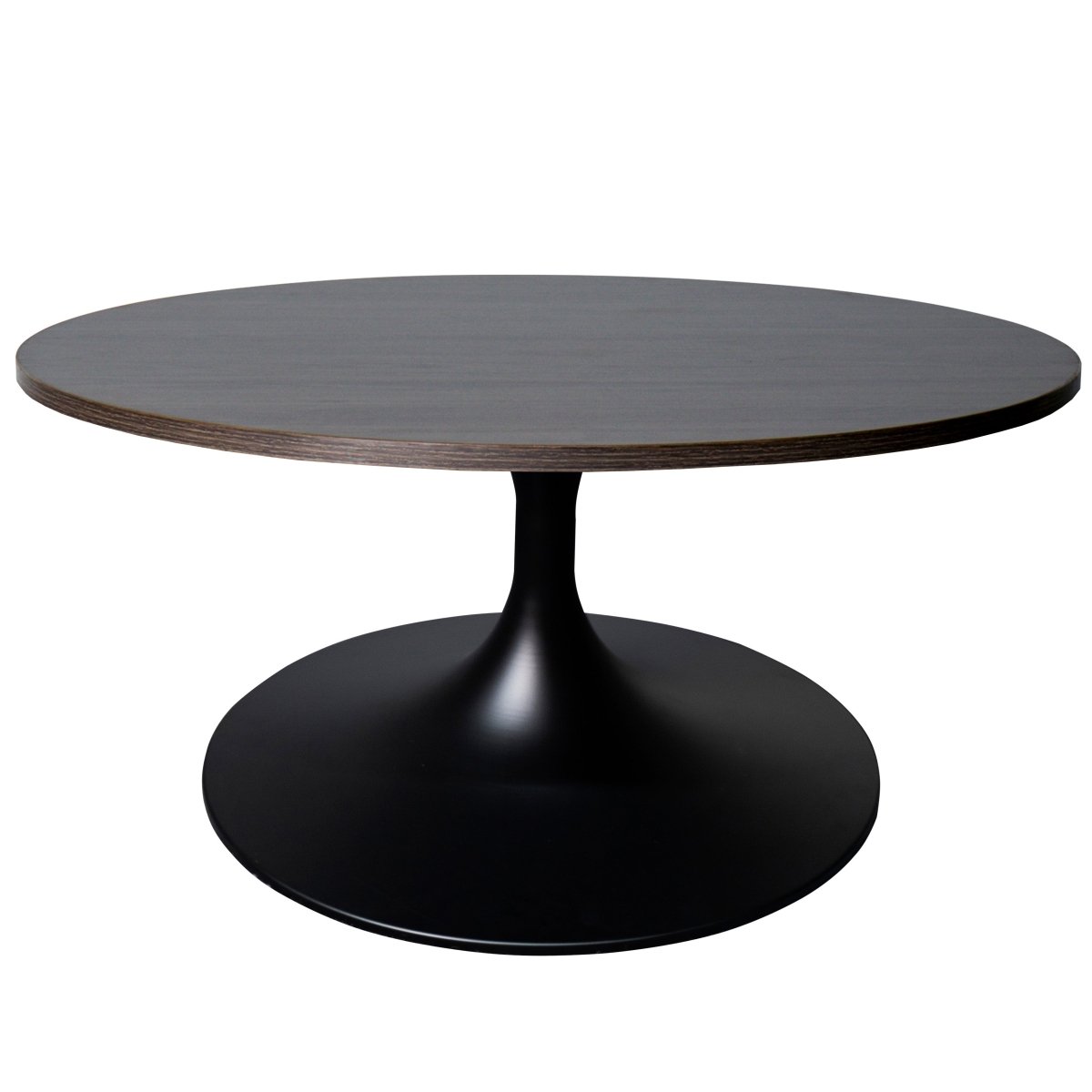 Verve Round Coffee Table with MDF/Resin/Sintered Stone Tabletop and Black Stainless Steel Base
