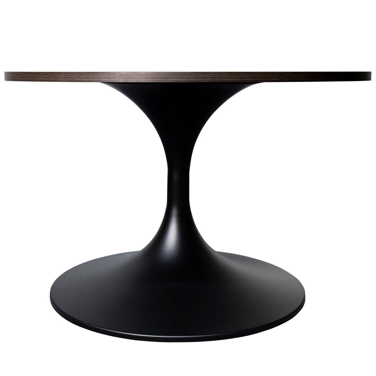 Verve Round Coffee Table with MDF/Resin/Sintered Stone Tabletop and Black Stainless Steel Base