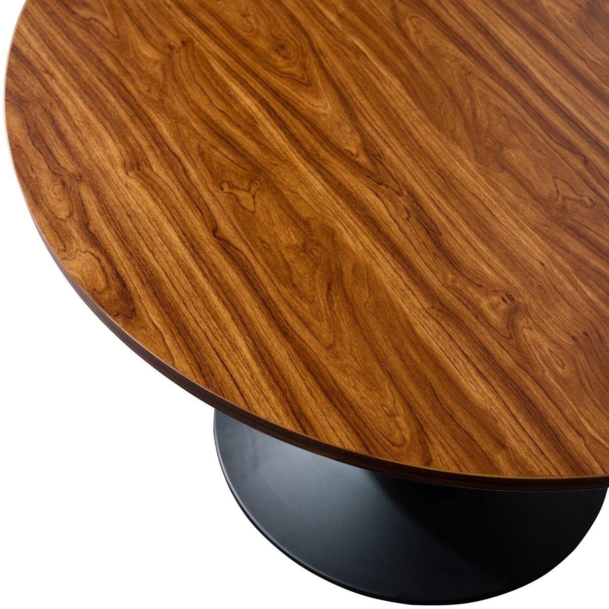 Verve Round Coffee Table with MDF/Resin/Sintered Stone Tabletop and Black Stainless Steel Base