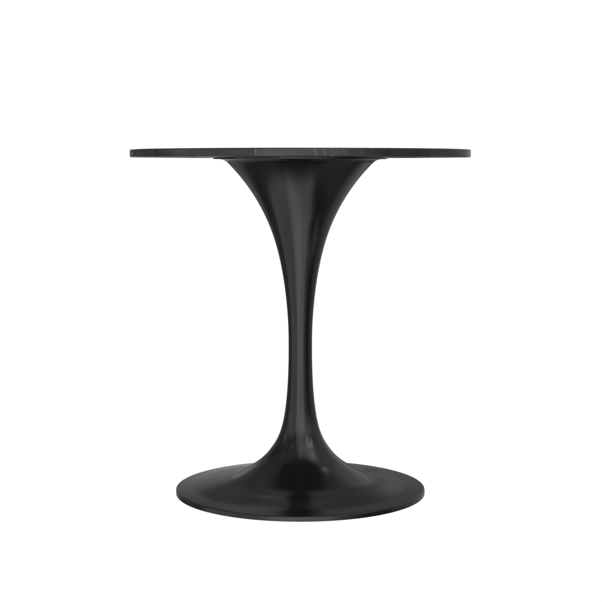 Verve Round Dining Table with MDF/Sintered Stone/Resin Tabletop in Black Stainless Steel Pedestal Base