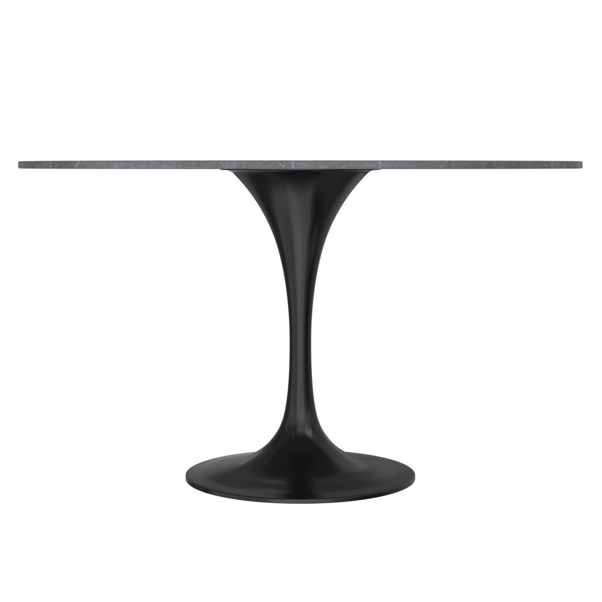 Verve Round Dining Table with MDF/Sintered Stone/Resin Tabletop in Black Stainless Steel Pedestal Base