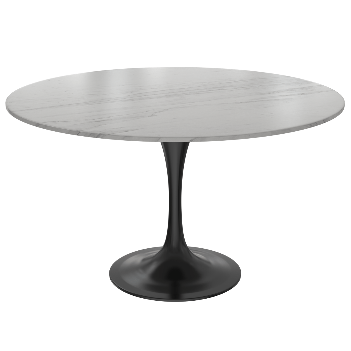 Verve Round Dining Table with MDF/Sintered Stone/Resin Tabletop in Black Stainless Steel Pedestal Base