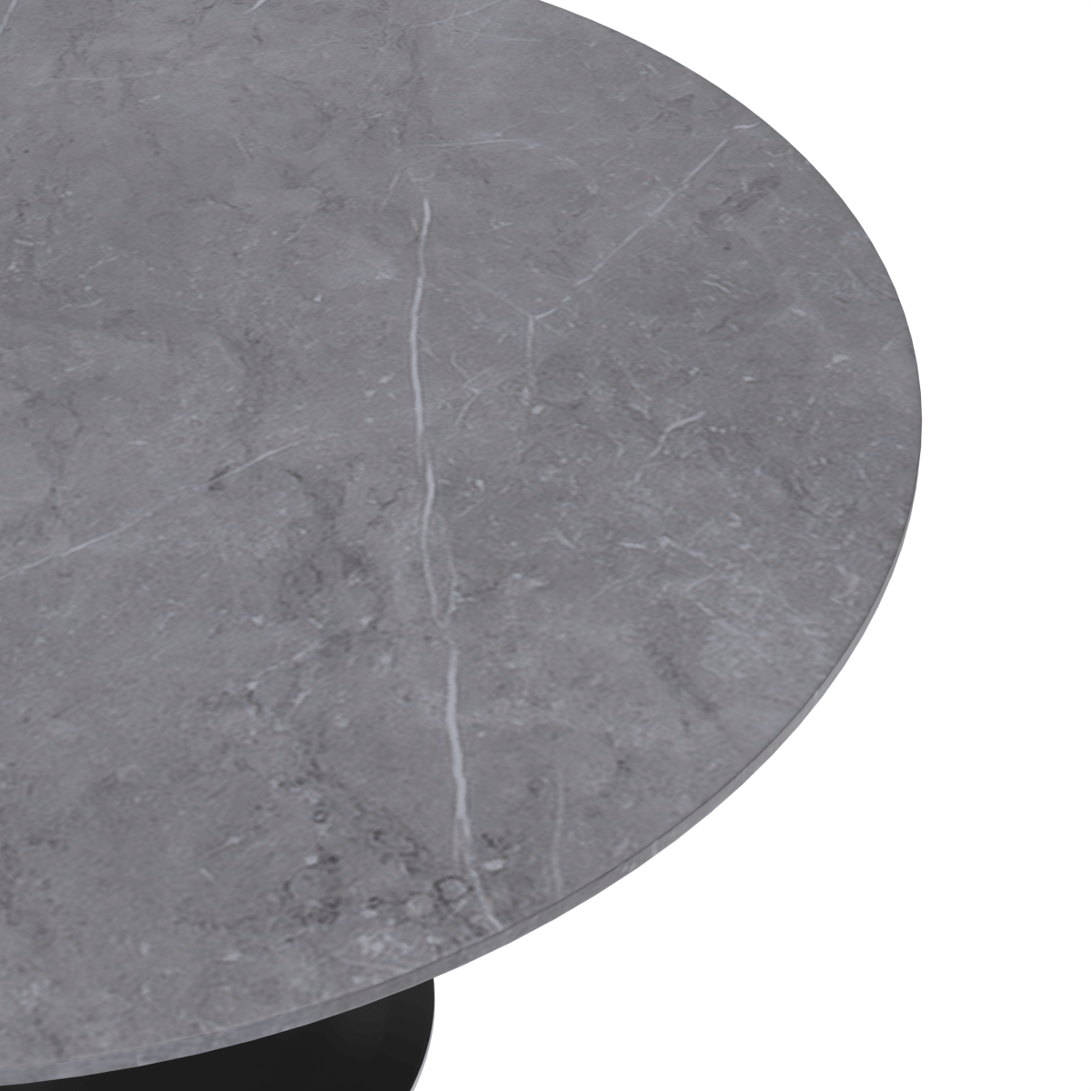 Verve Round Dining Table with MDF/Sintered Stone/Resin Tabletop in Black Stainless Steel Pedestal Base
