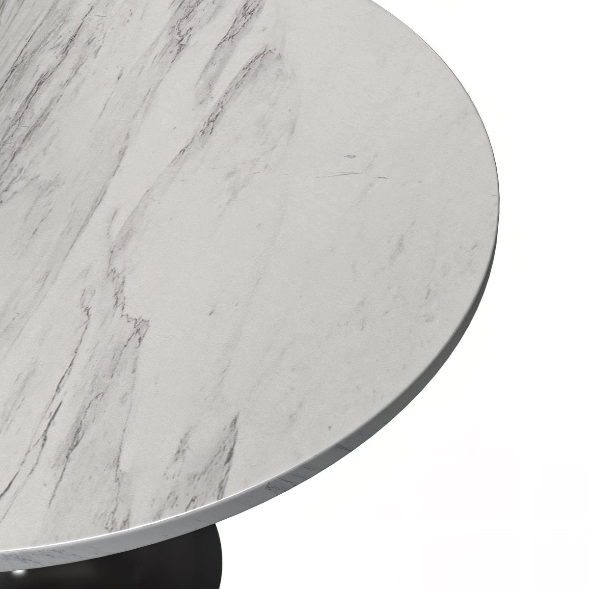 Verve Round Dining Table with MDF/Sintered Stone/Resin Tabletop in Black Stainless Steel Pedestal Base