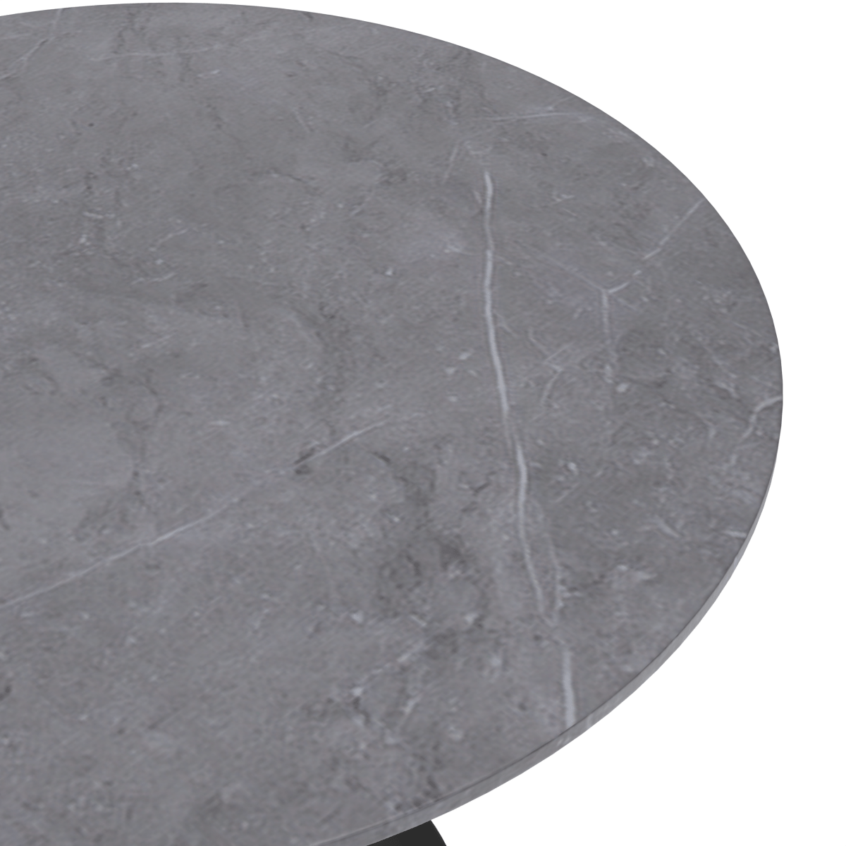 Verve Round Dining Table with MDF/Sintered Stone/Resin Tabletop in Black Stainless Steel Pedestal Base