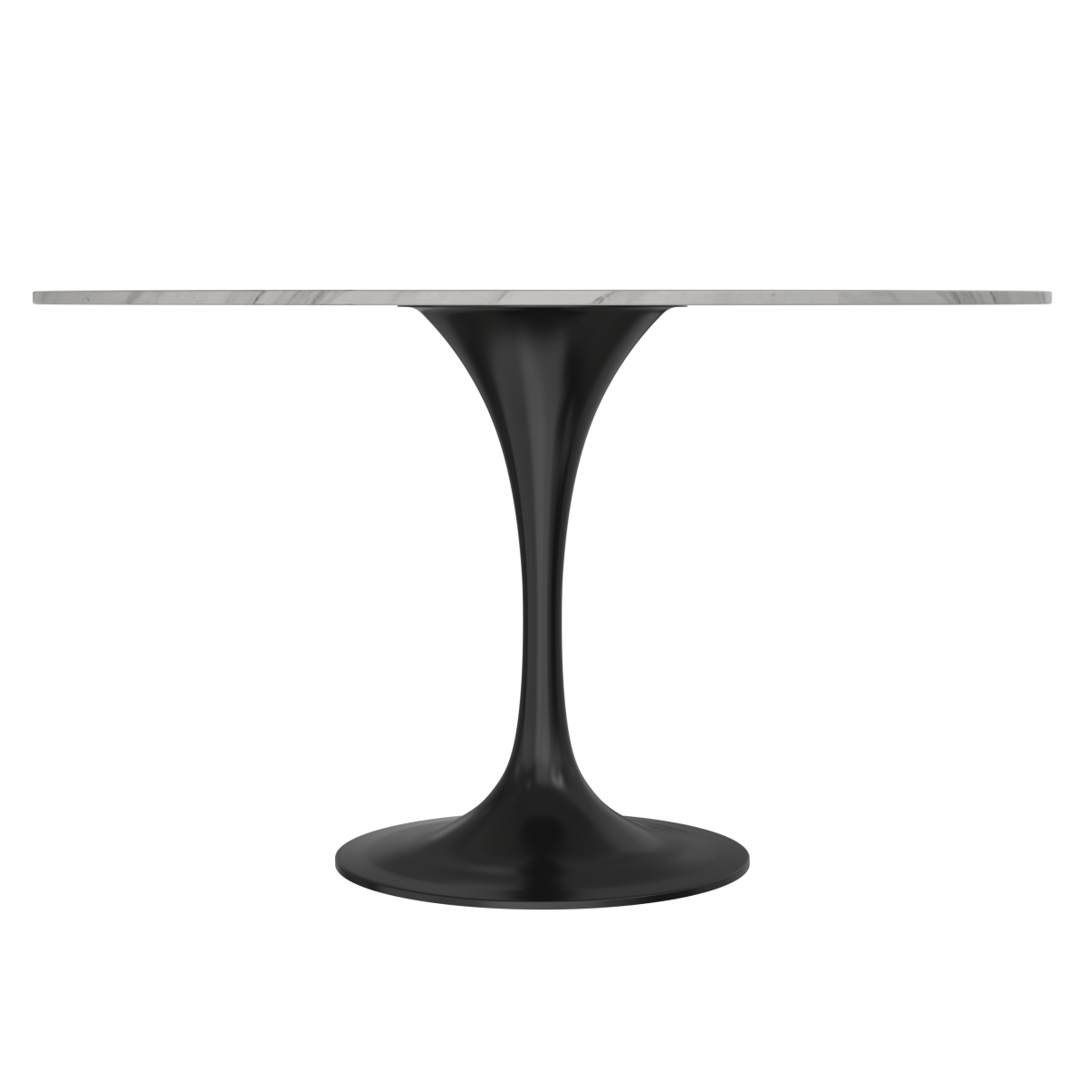 Verve Round Dining Table with MDF/Sintered Stone/Resin Tabletop in Black Stainless Steel Pedestal Base