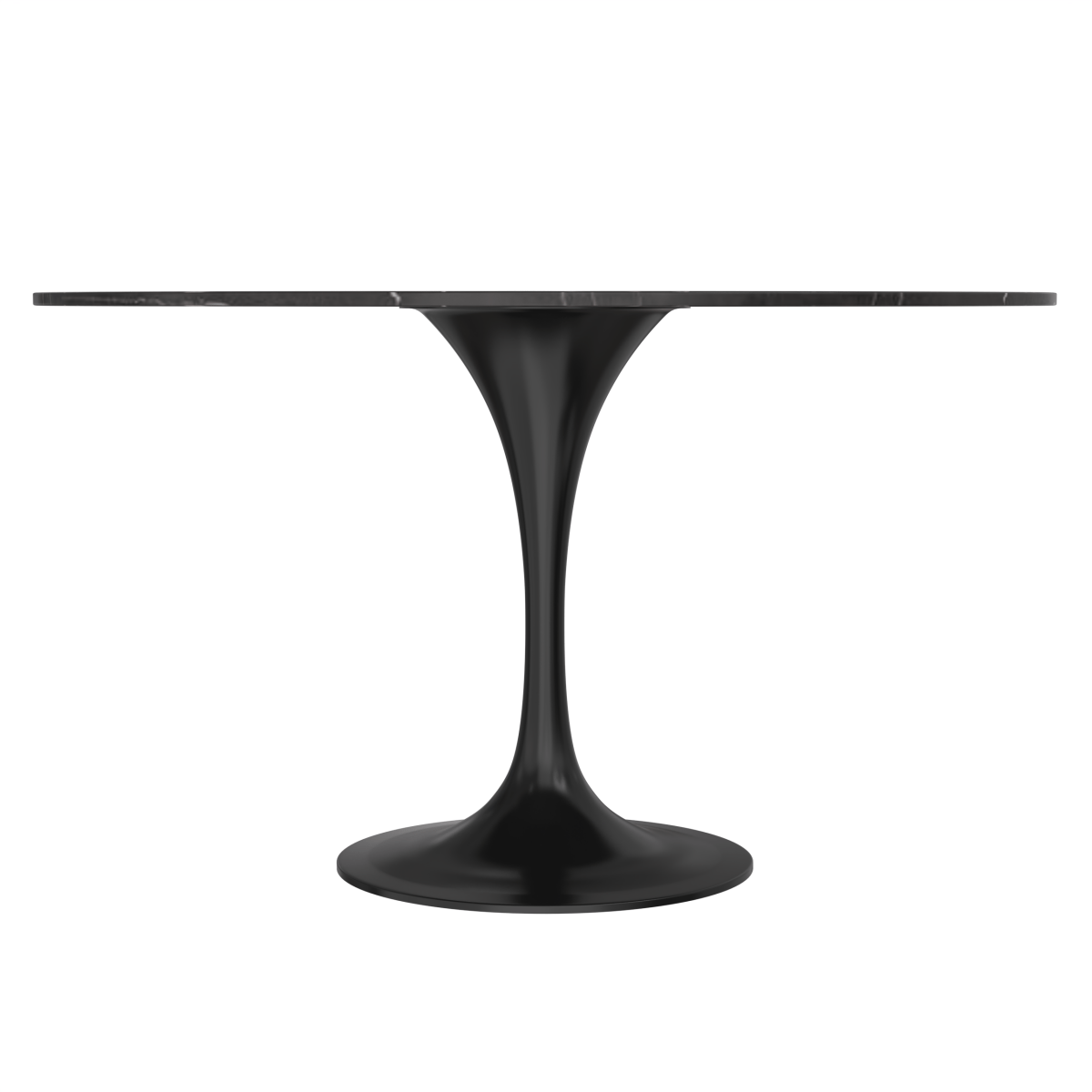 Verve Round Dining Table with MDF/Sintered Stone/Resin Tabletop in Black Stainless Steel Pedestal Base
