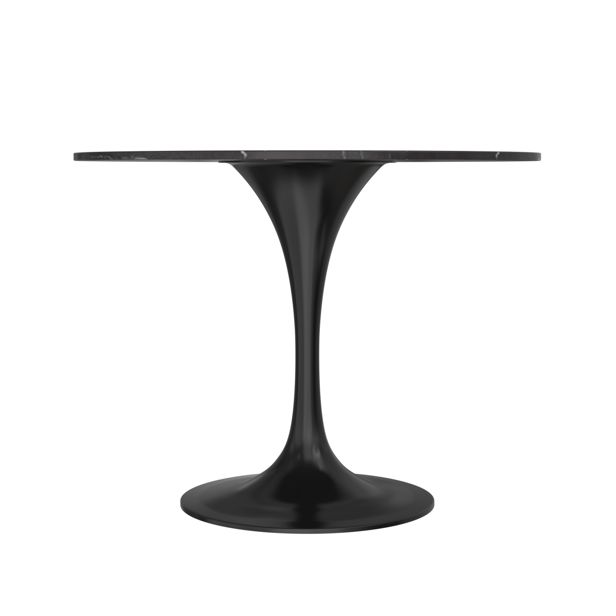 Verve Round Dining Table with MDF/Sintered Stone/Resin Tabletop in Black Stainless Steel Pedestal Base