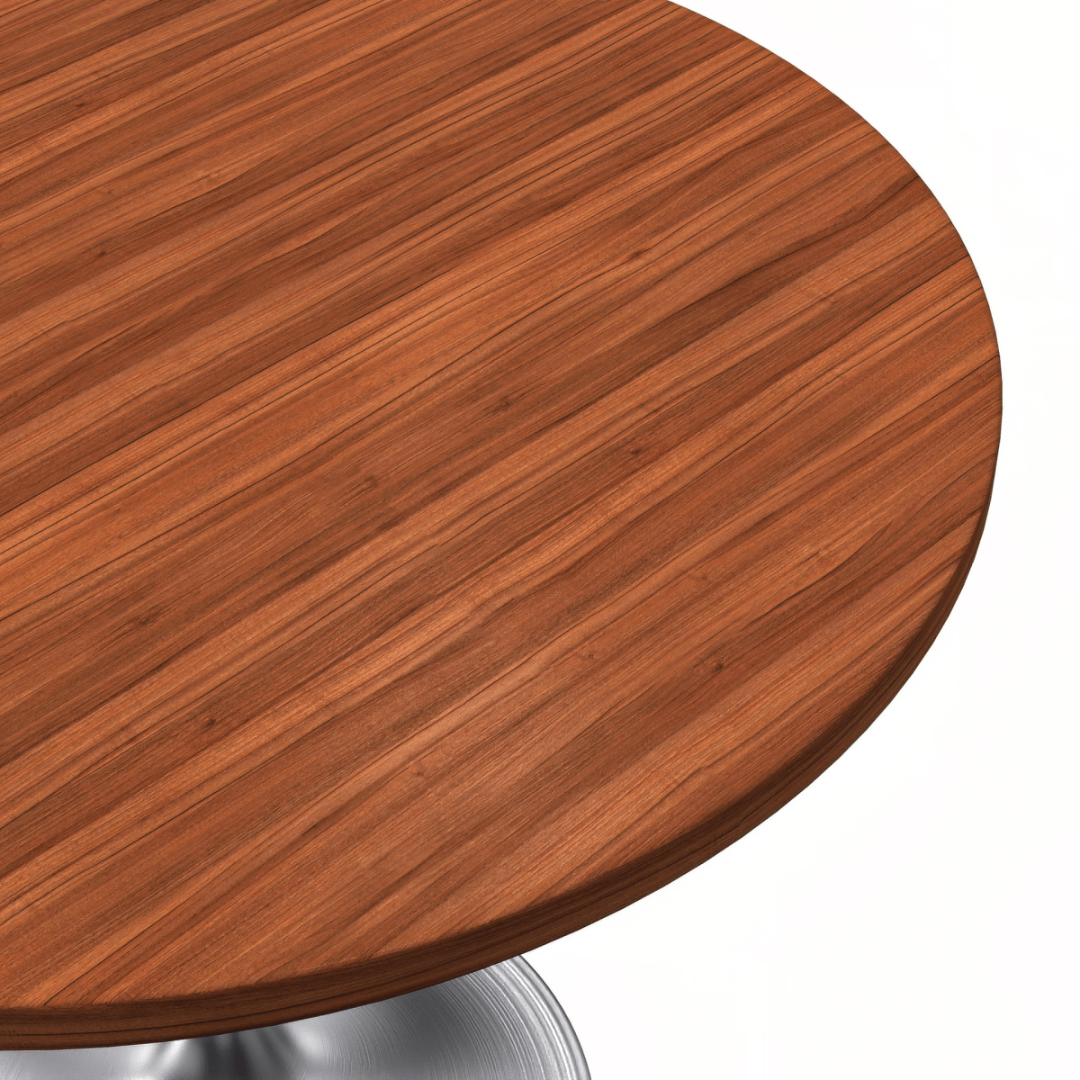 Verve Round Dining Table with MDF/Sintered Stone/Resin Tabletop in Silver Stainless Steel Pedestal Base