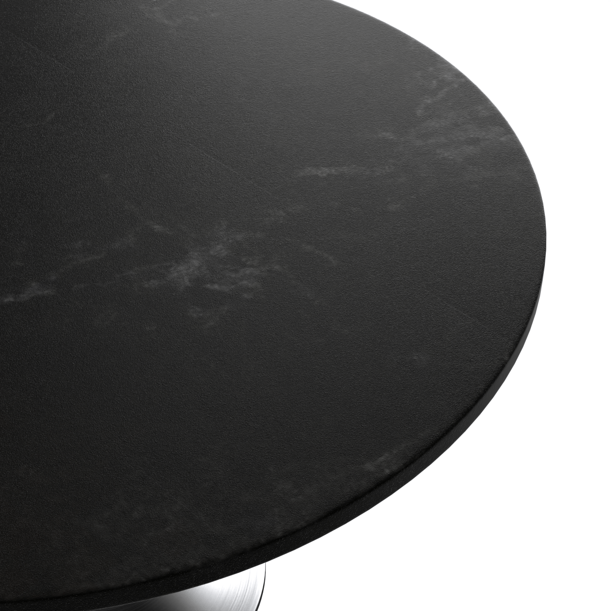 Verve Round Dining Table with MDF/Sintered Stone/Resin Tabletop in Silver Stainless Steel Pedestal Base