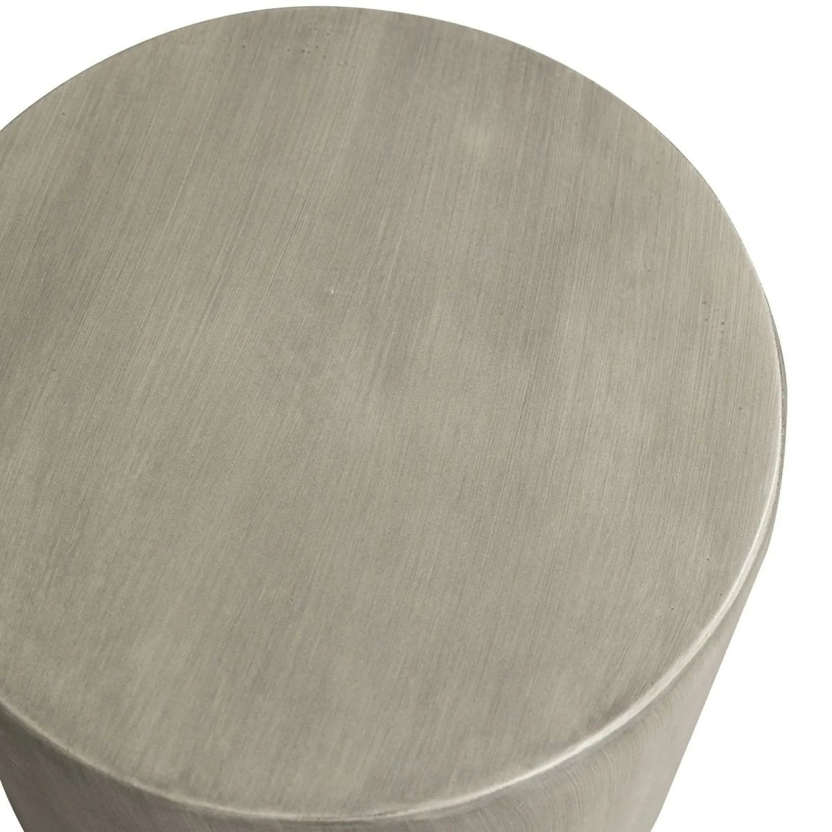 Vintara Round Fiberstone Side Table with Brushed Finish – Indoor & Outdoor Accent Table Cement Grey Side Table LeisureMod