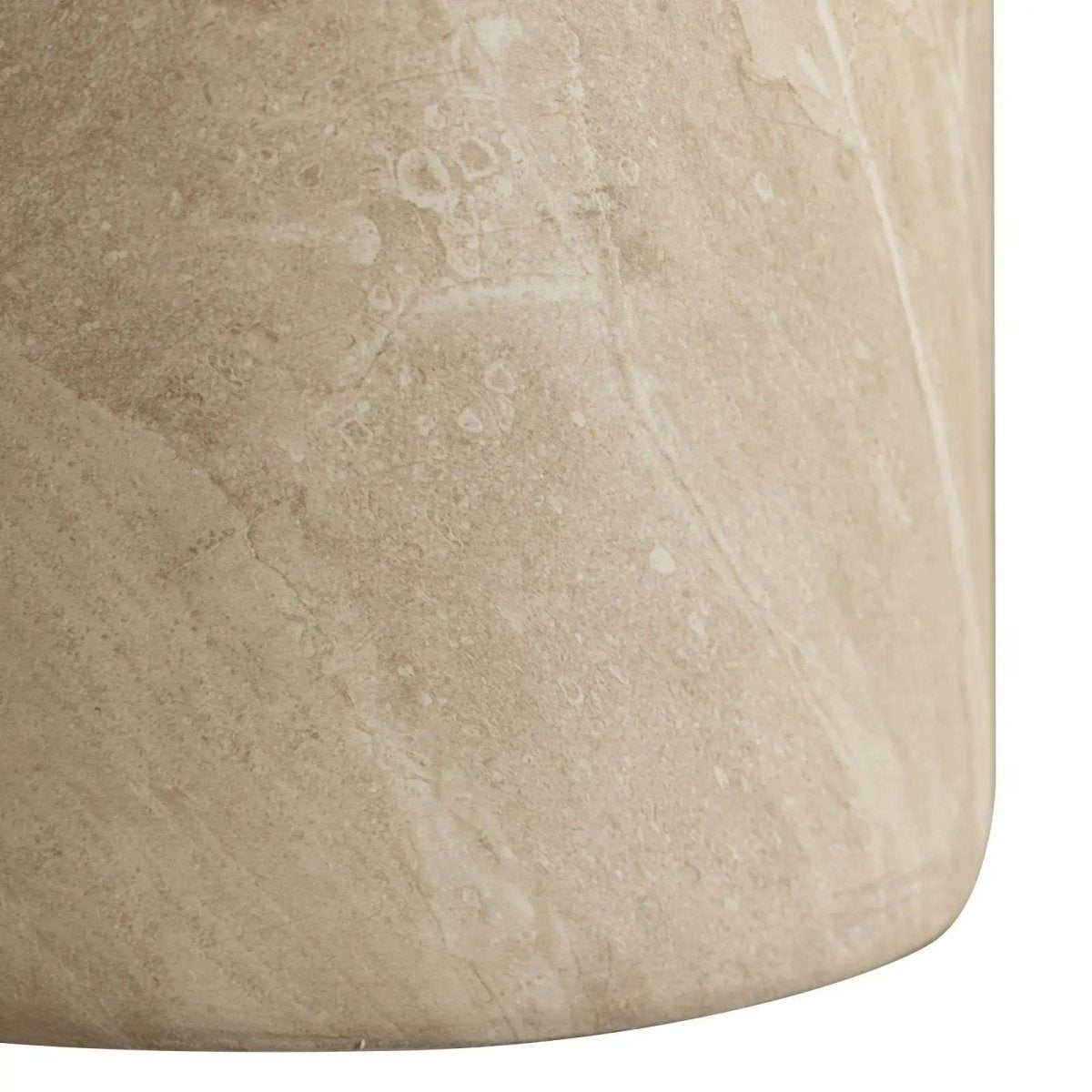 Vintara Round Fiberstone Side Table with Brushed Finish – Indoor & Outdoor Accent Table Stone Marble Side Table LeisureMod