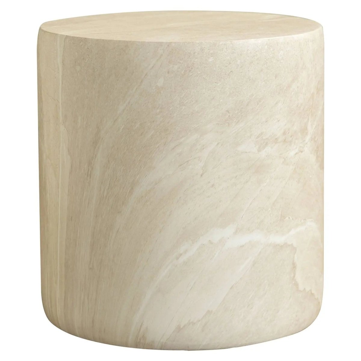 Vintara Round Fiberstone Side Table with Brushed Finish – Indoor & Outdoor Accent Table Stone Marble Side Table LeisureMod