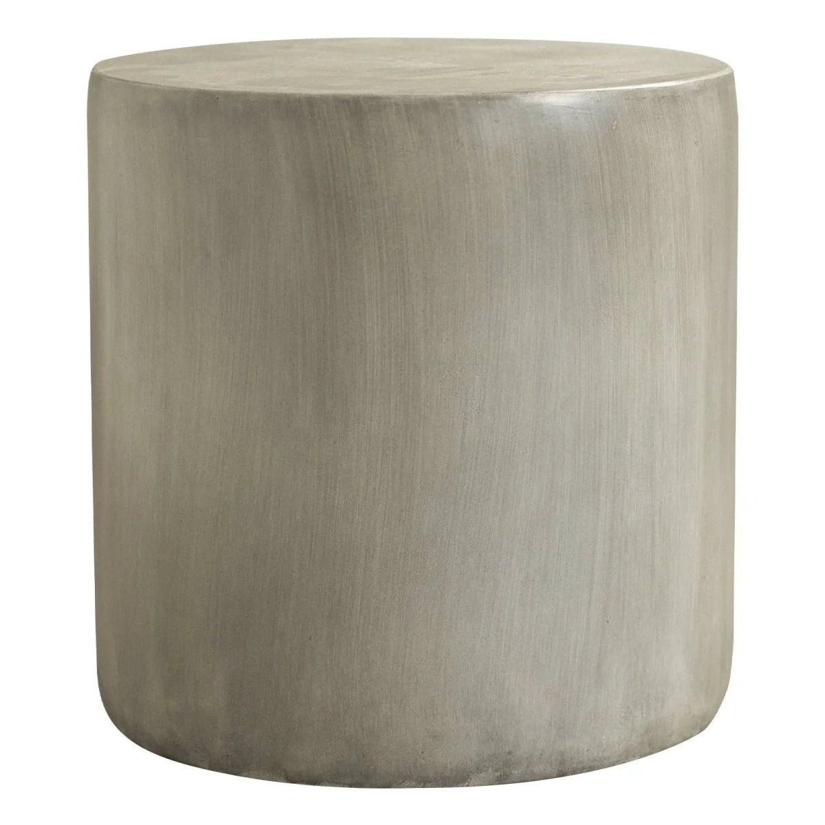 Vintara Round Fiberstone Side Table with Brushed Finish – Indoor & Outdoor Accent Table Cement Grey Side Table LeisureMod