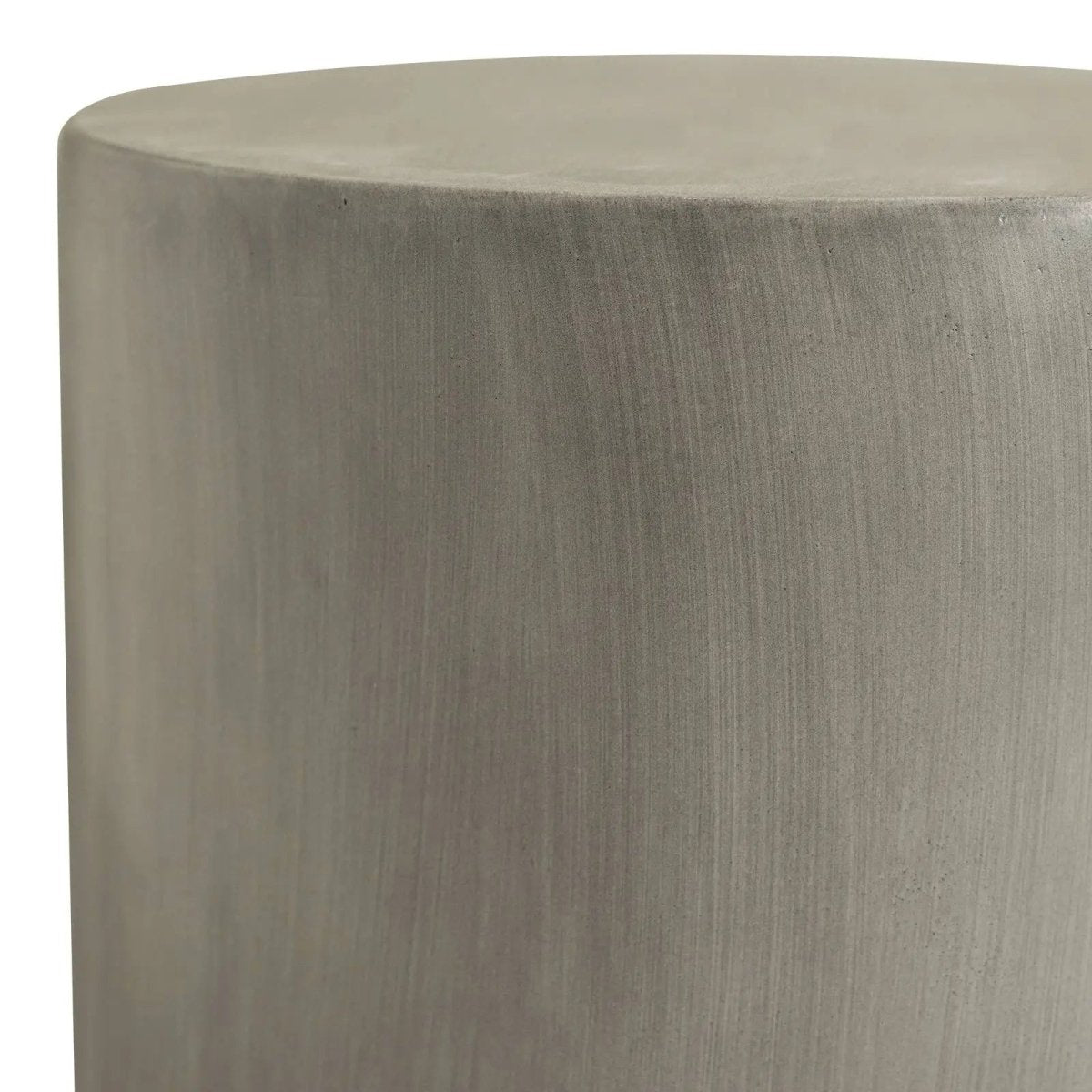 Vintara Round Fiberstone Side Table with Brushed Finish – Indoor & Outdoor Accent Table Cement Grey Side Table LeisureMod