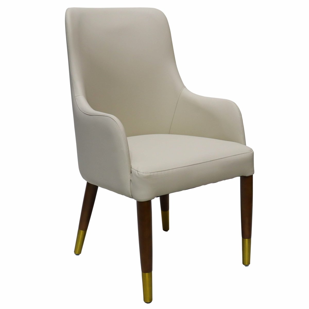 Viva Collection Modern Wooden Dining Arm Chair Upholstered Seat in Leather with Rubber Wood Base