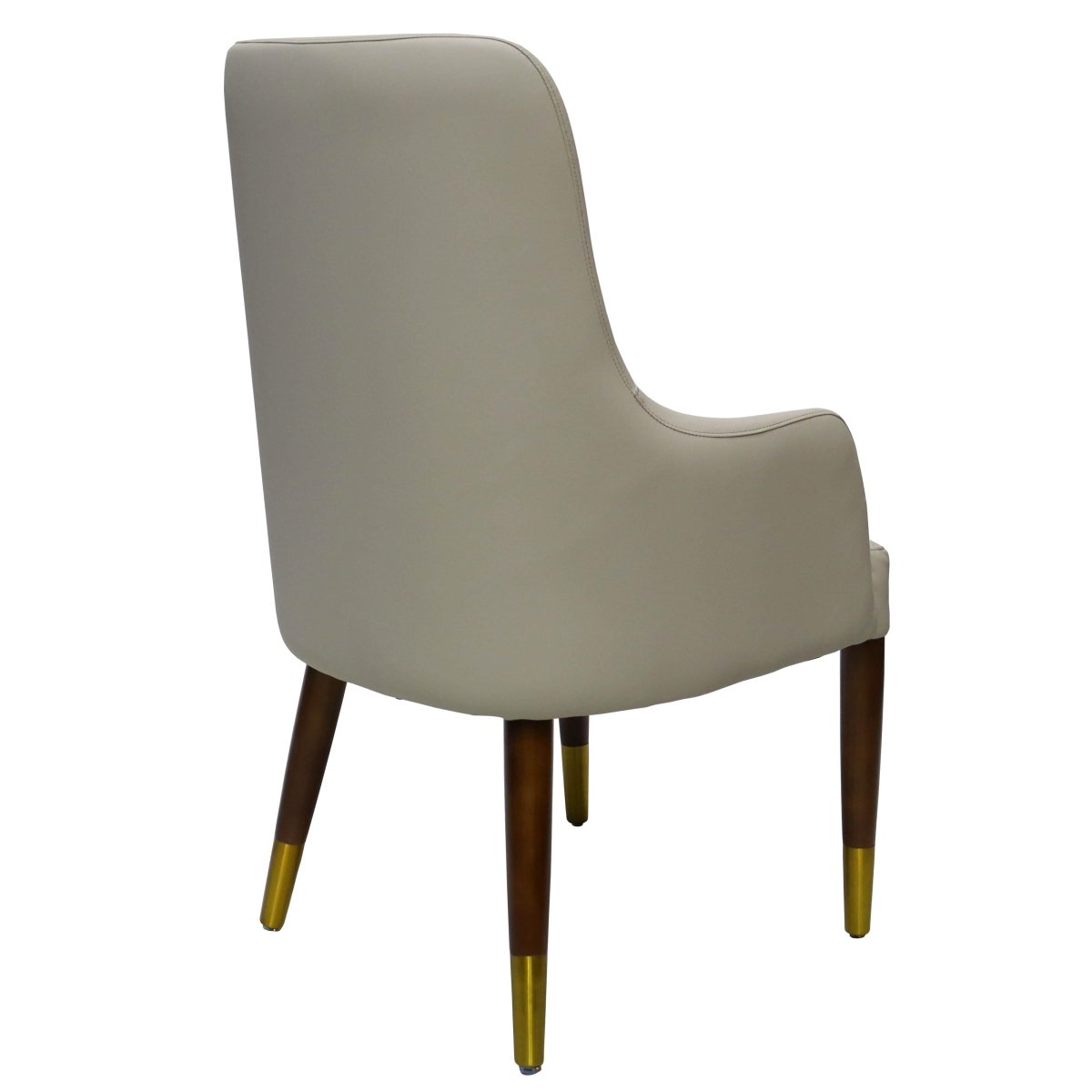 Viva Collection Modern Wooden Dining Arm Chair Upholstered Seat in Leather with Rubber Wood Base Set of 4