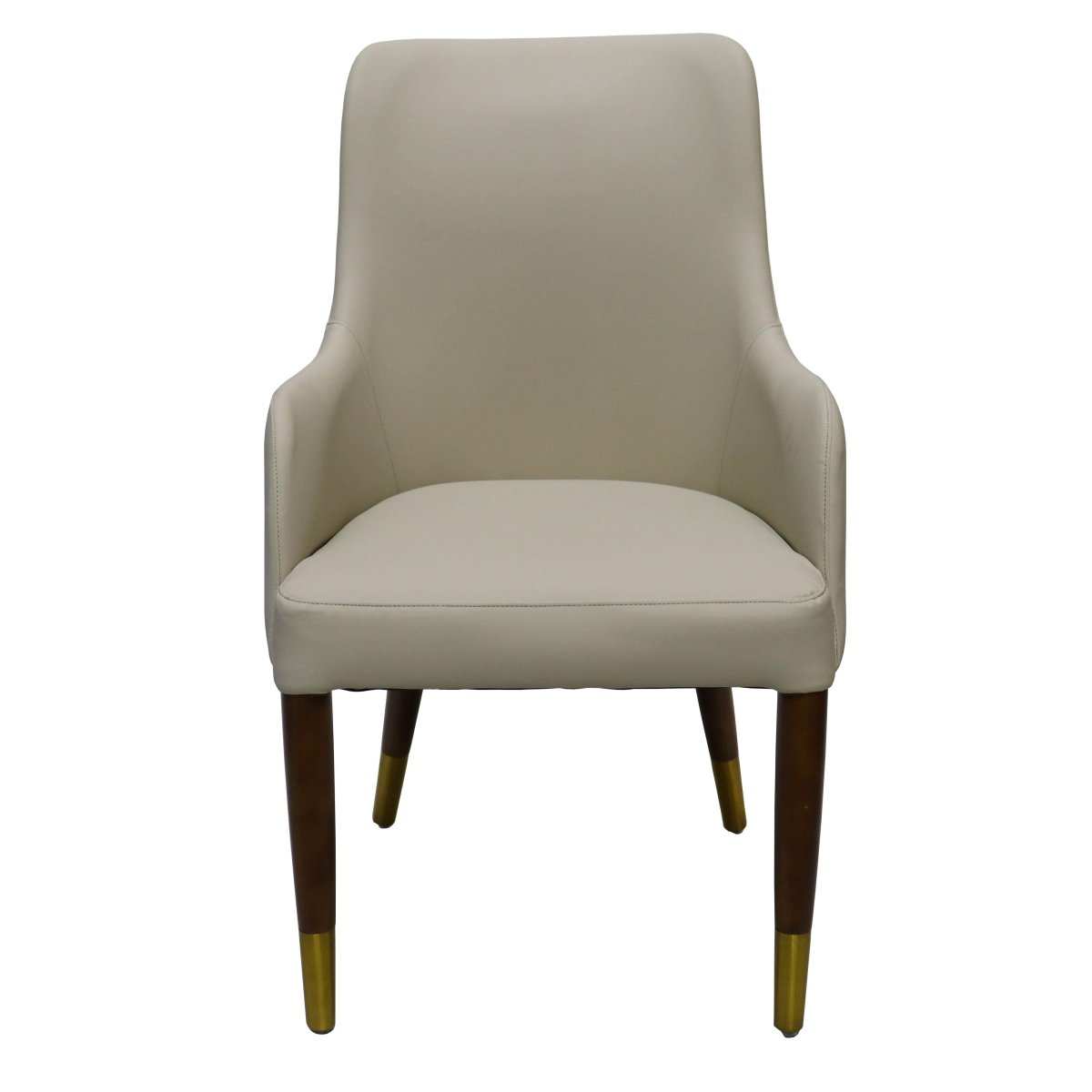 Viva Collection Modern Wooden Dining Arm Chair Upholstered Seat in Leather with Rubber Wood Base Set of 4
