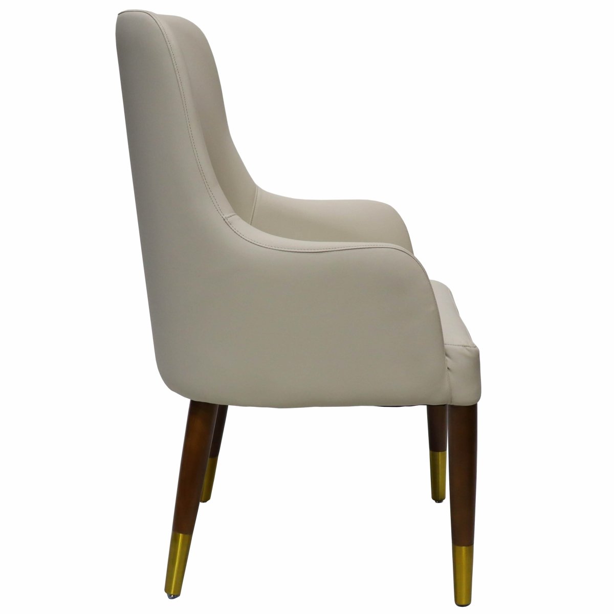 Viva Collection Modern Wooden Dining Arm Chair Upholstered Seat in Leather with Rubber Wood Base Set of 4