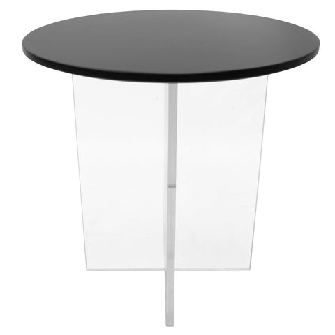 Valore Side Table with Round MDF Tabletop and Sturdy Acrylic Cross Base